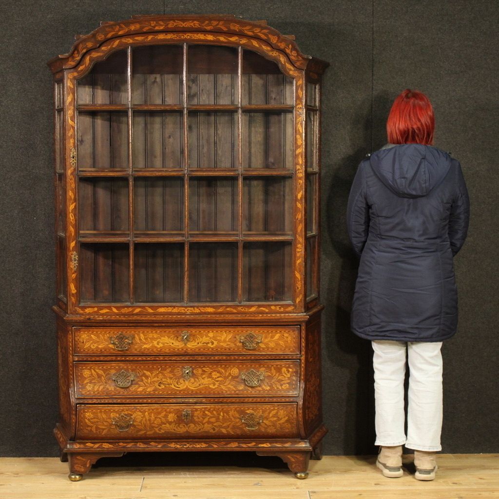 19th Century Dutch Inlaid Display Cabinet photo furniture