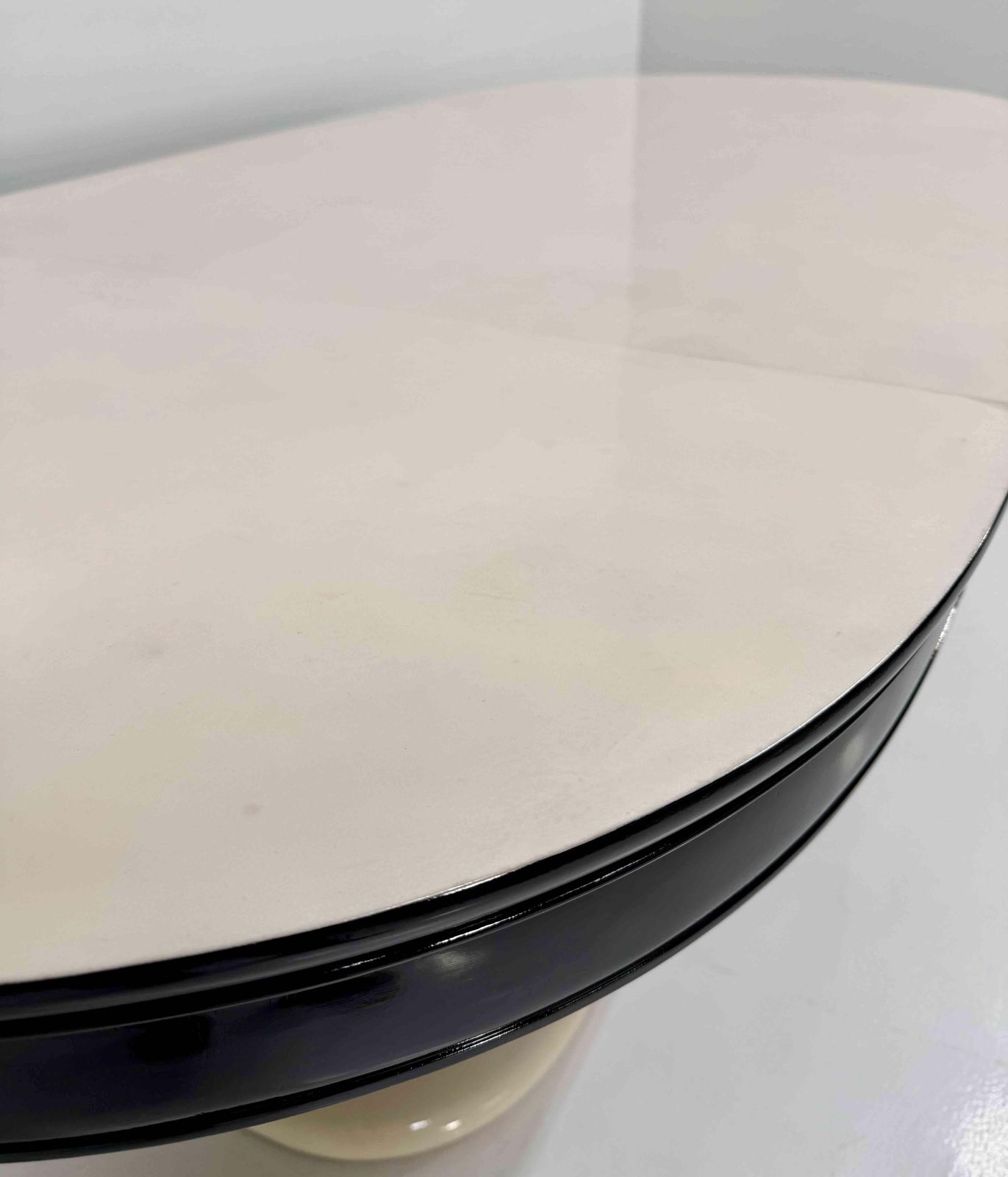 photo for sale Extendable Italian Art Deco Dining Table Att. Vittorio Dassi In Parchment, 1940s