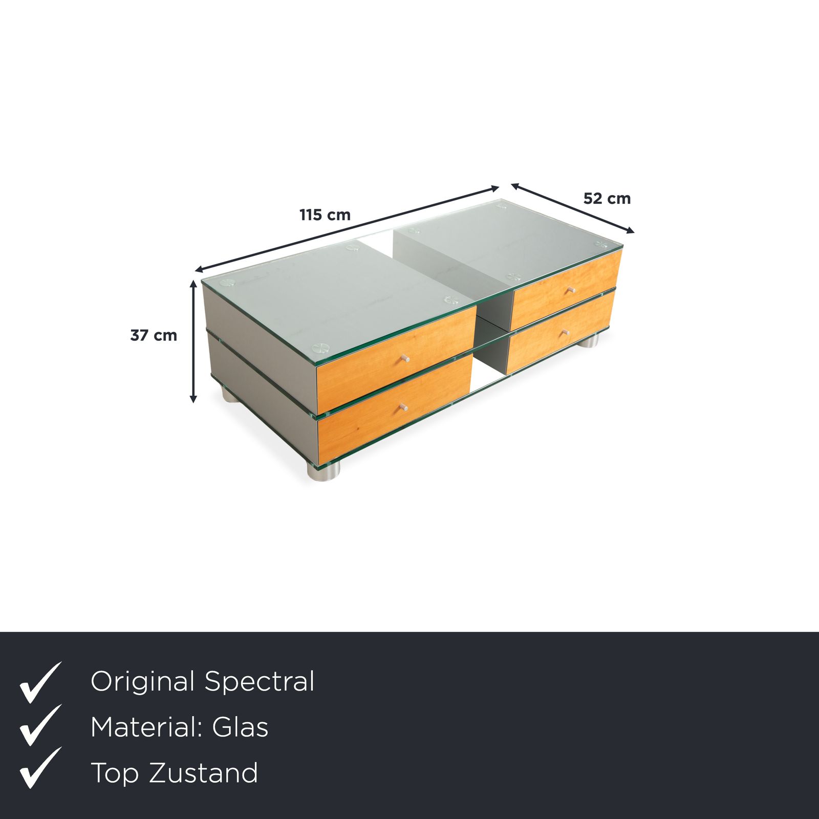 Spectral Glass Wood Metal Sideboard Brown Grey Lowboard Mediaboard photo furniture