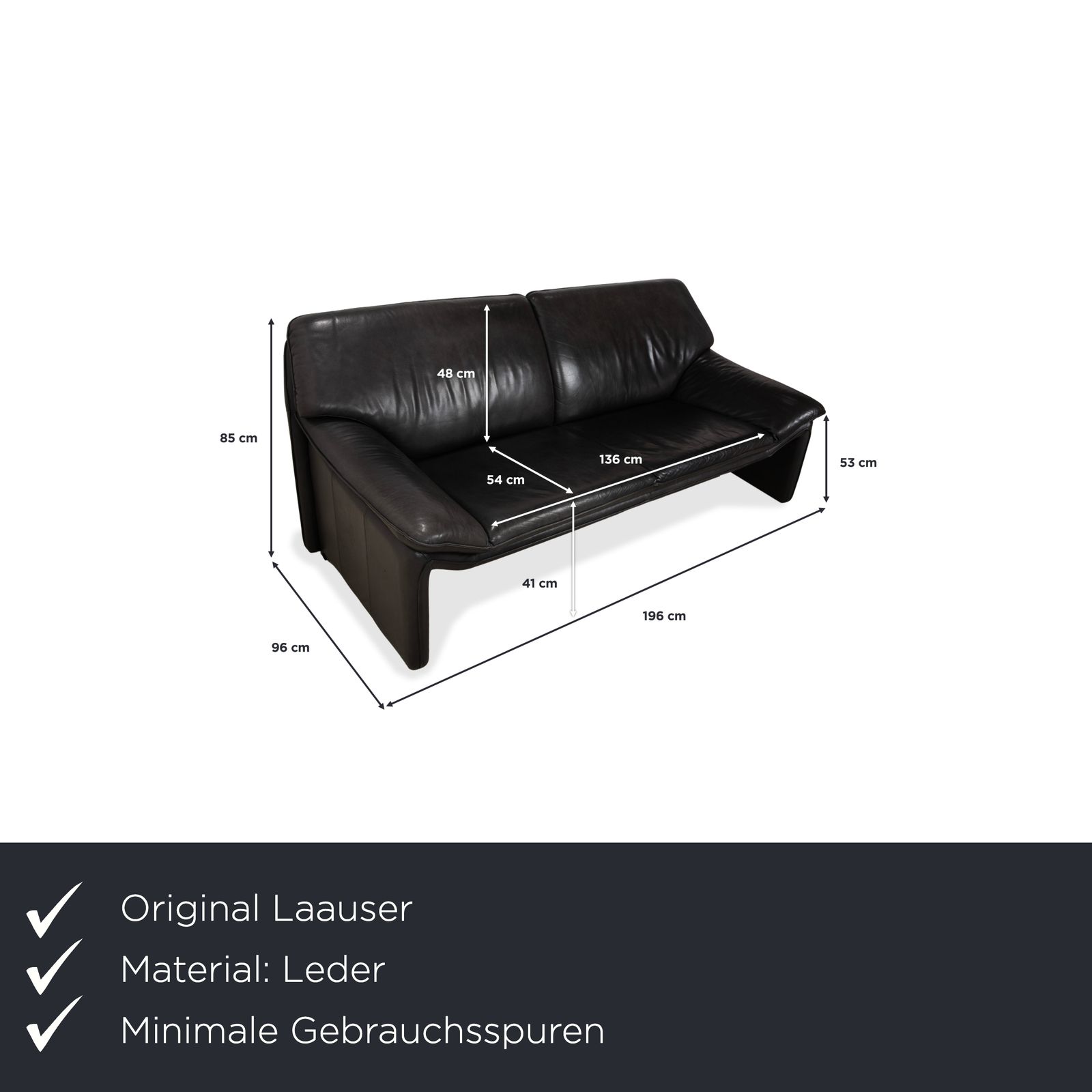 Canapé Laauser Atlanta 3 places en cuir, gris foncé anthracite photo furniture