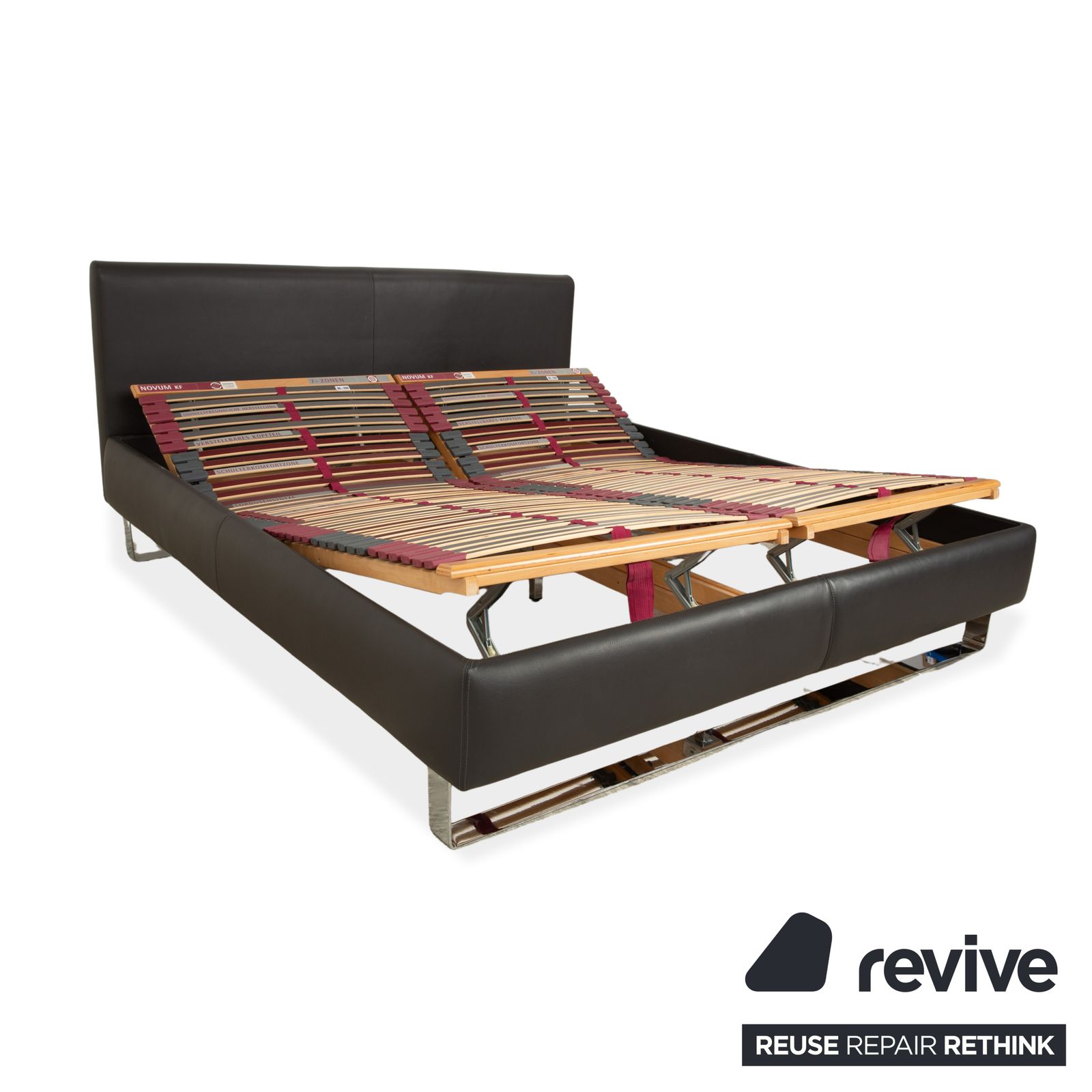 Christine Kröncke Plaisir Leren Bed Donkergrijs Antraciet 180x200 photo Meubels