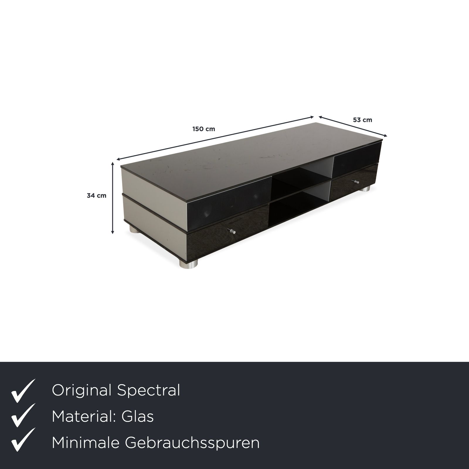 Buffet Spectral en verre noir avec système de sonorisation intégré photo furniture