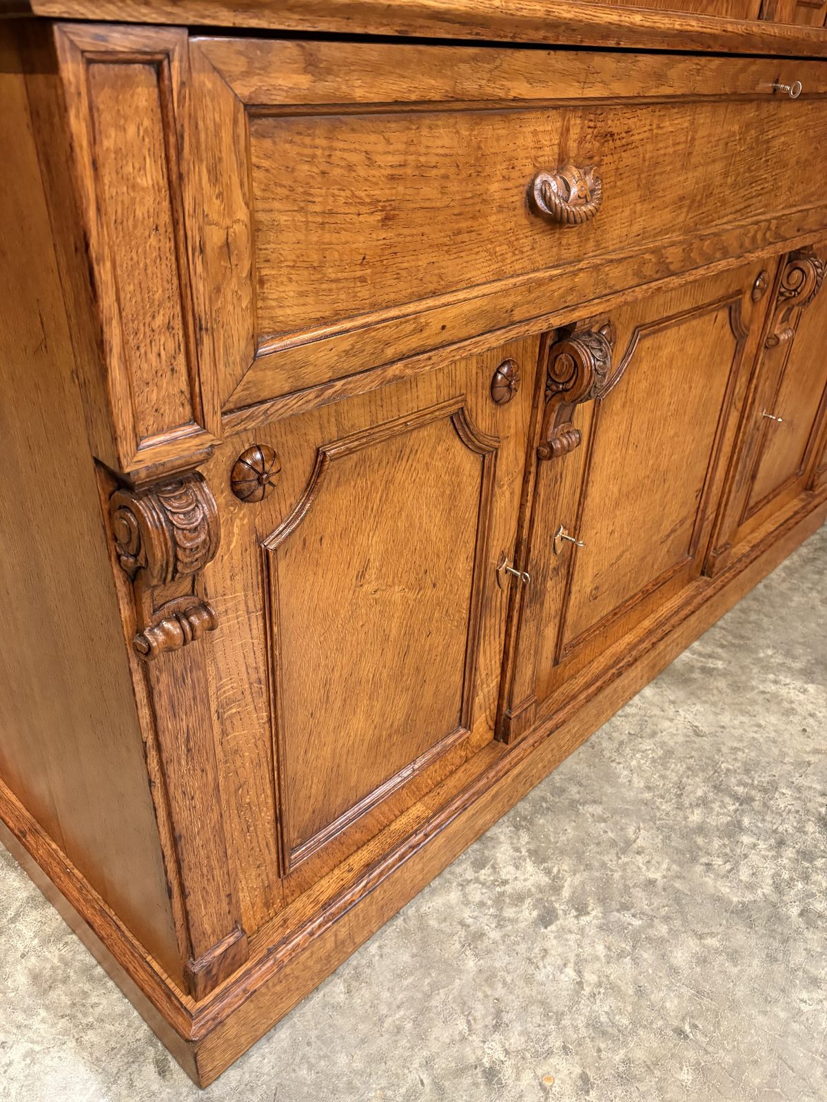 Furniture Early Victorian Breakfront Oak Bookcase photo