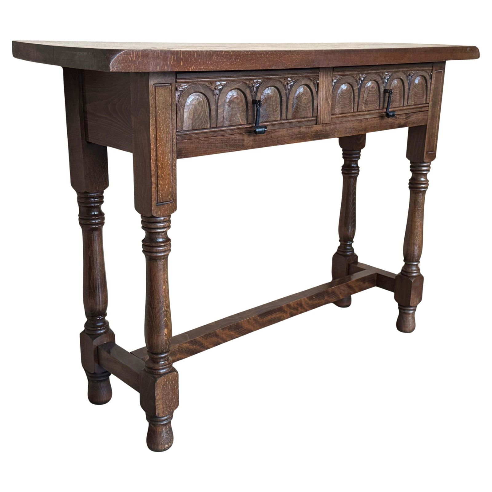 Early 20th Century Spanish Carved Console Table With Fluted Legs