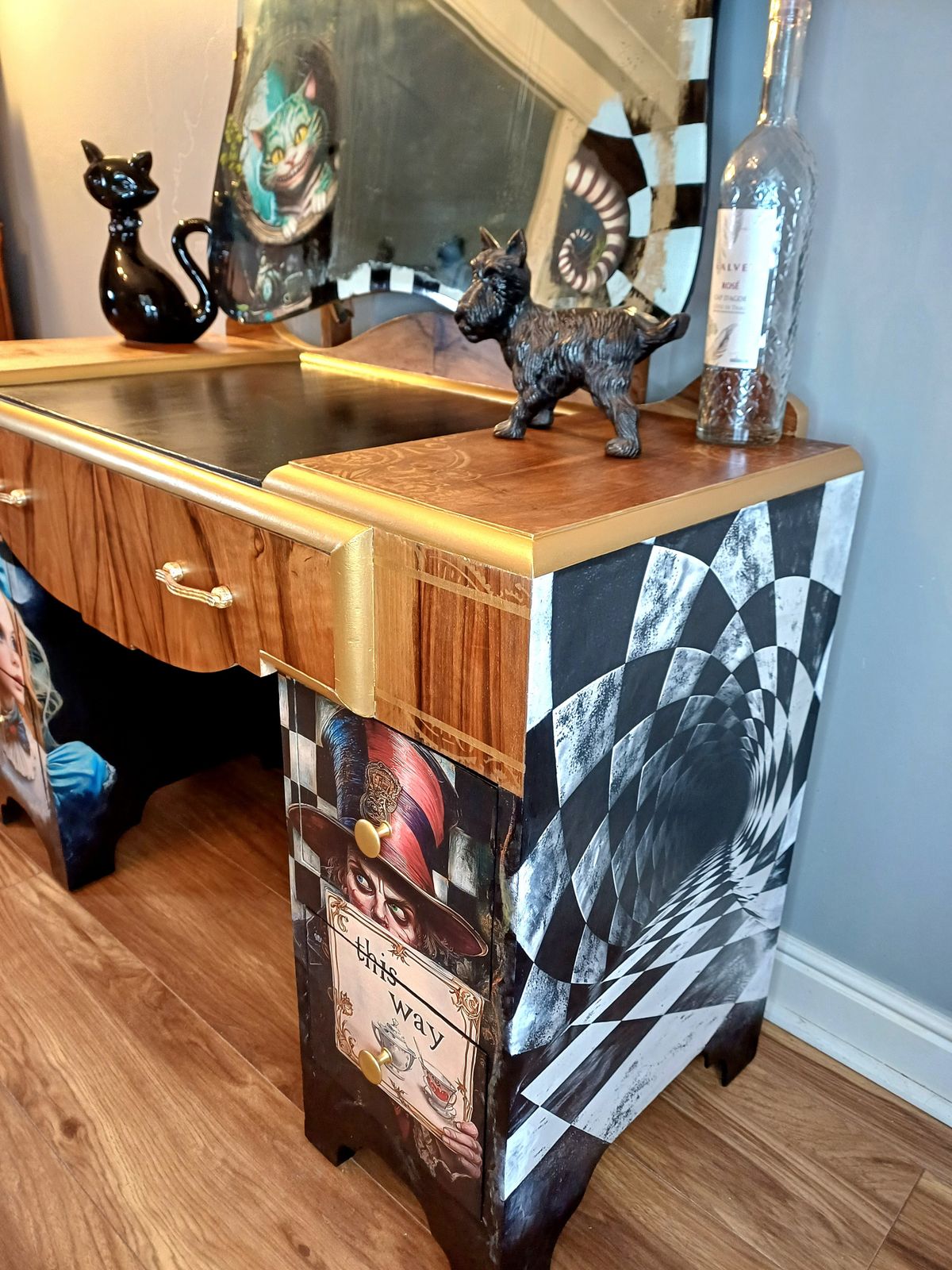 Upcycled Decoupaged Wonderland Dressing Table With photo Furniture