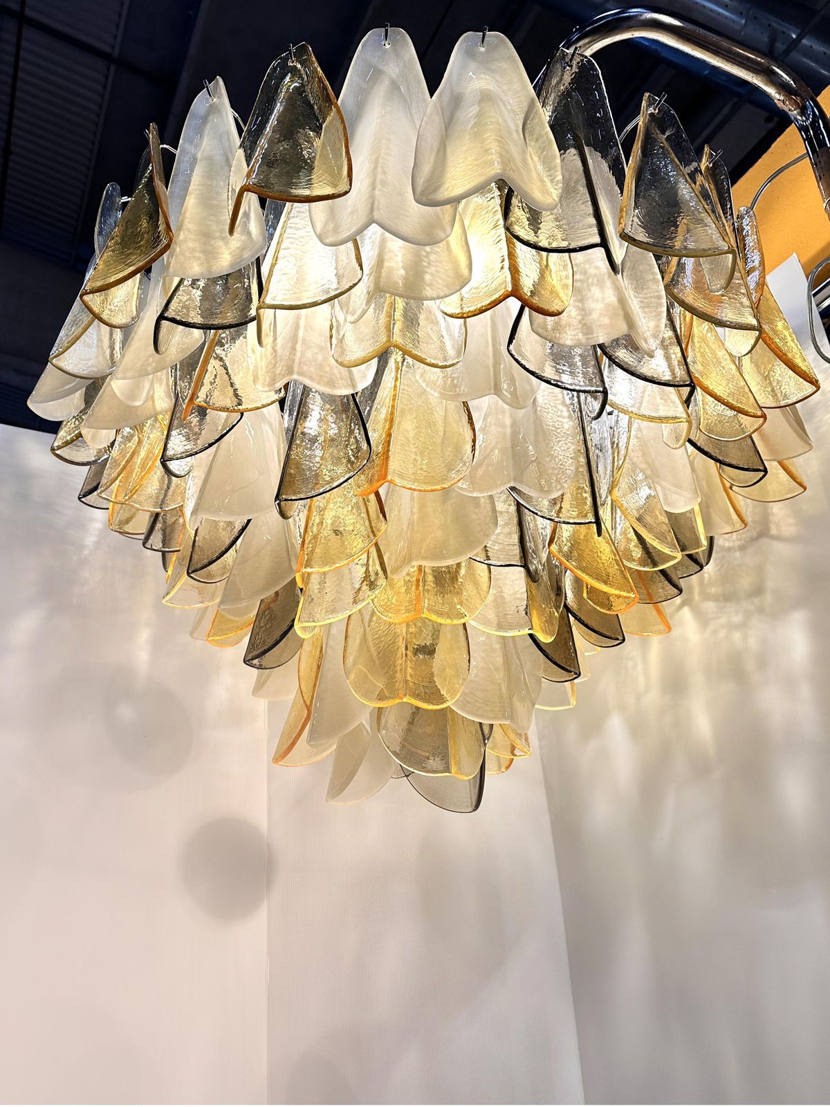Venetian Amber And Fumè Multicolor “Rondini” Murano Glass Chandelier photo buy