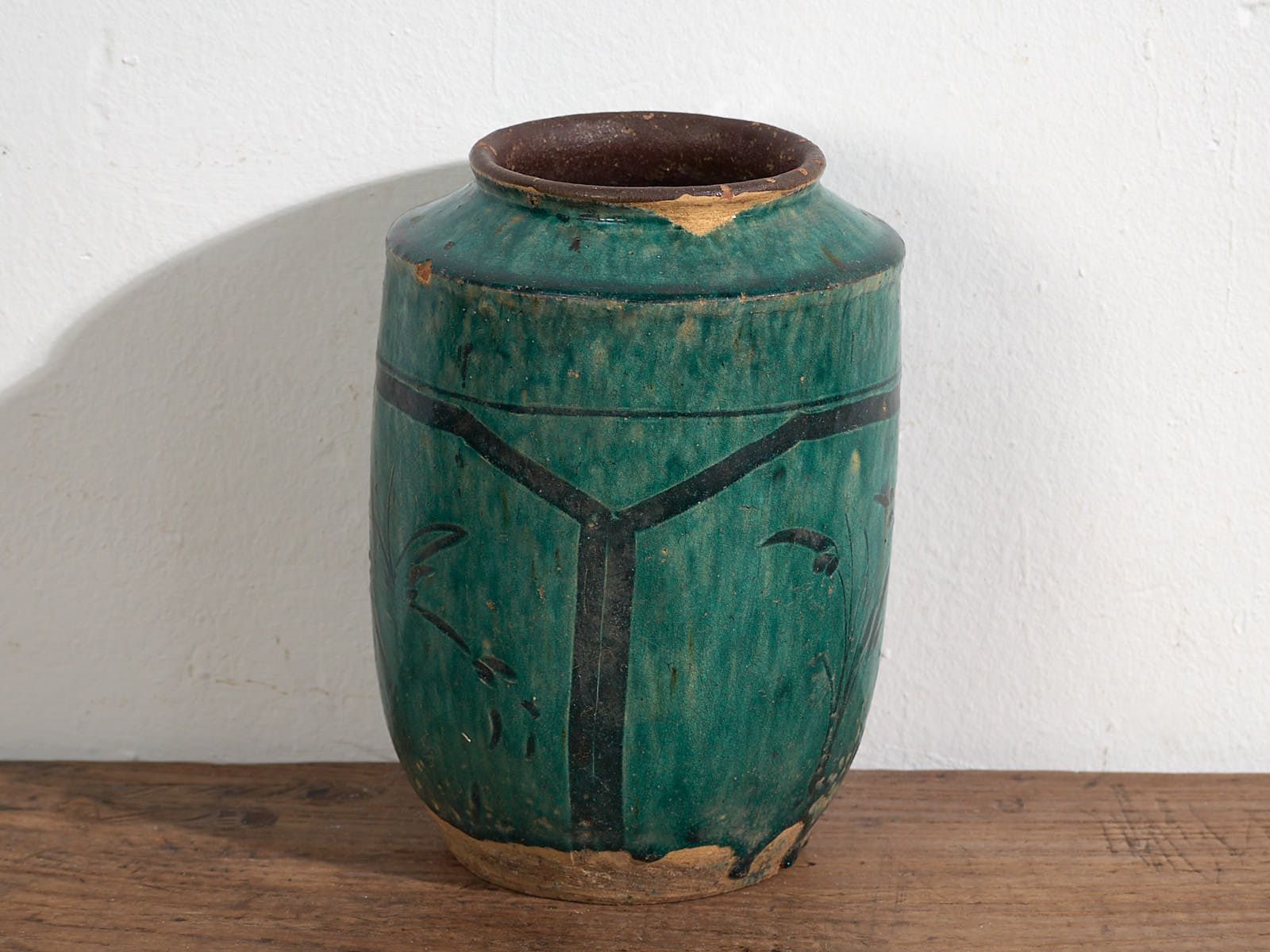 Antique Enameled Vase With Vegetal Motifs (C.1820) #15 photo Home Decor