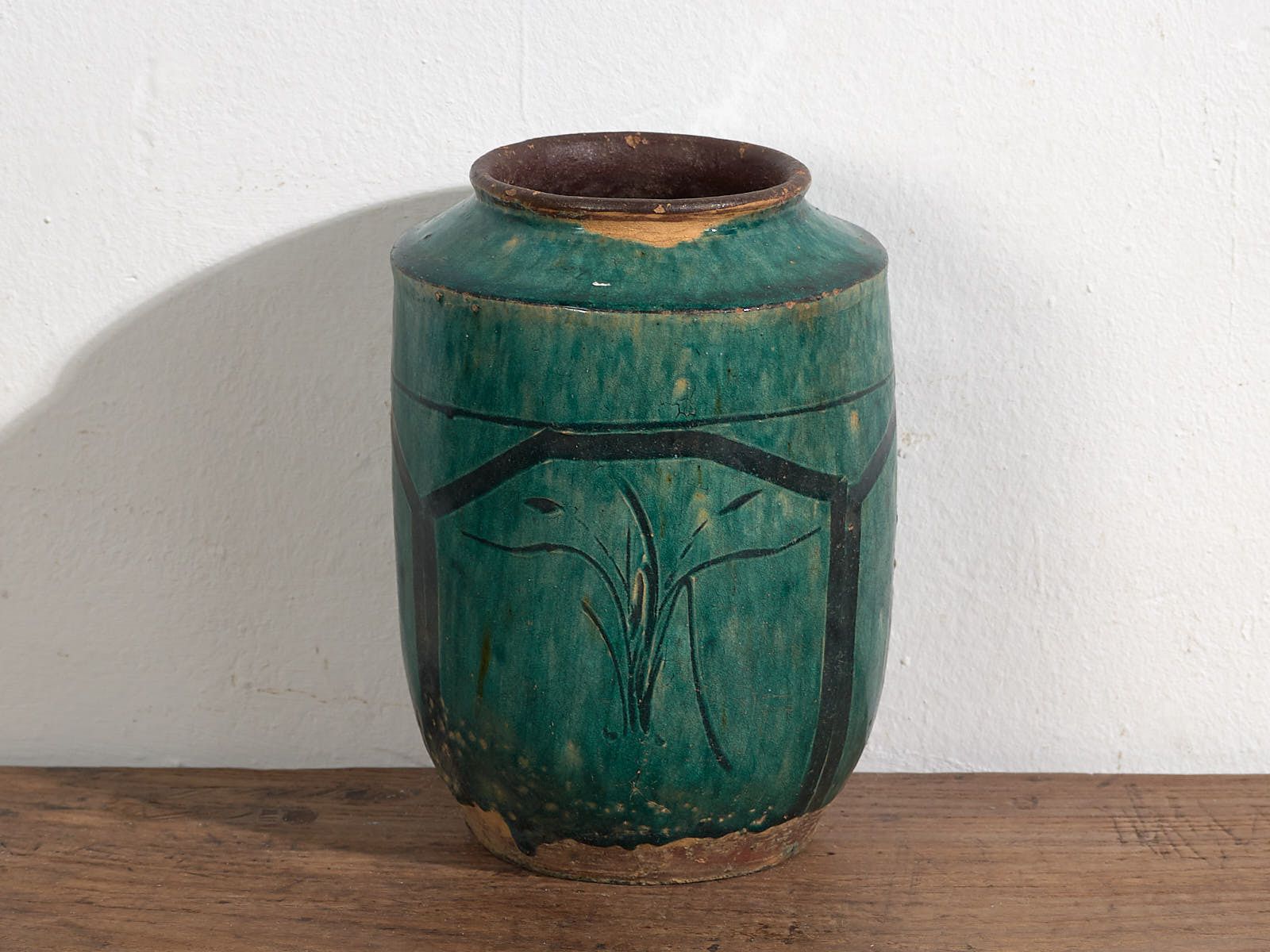Antique Enameled Vase With Vegetal Motifs (C.1820) #15 photo vinterior