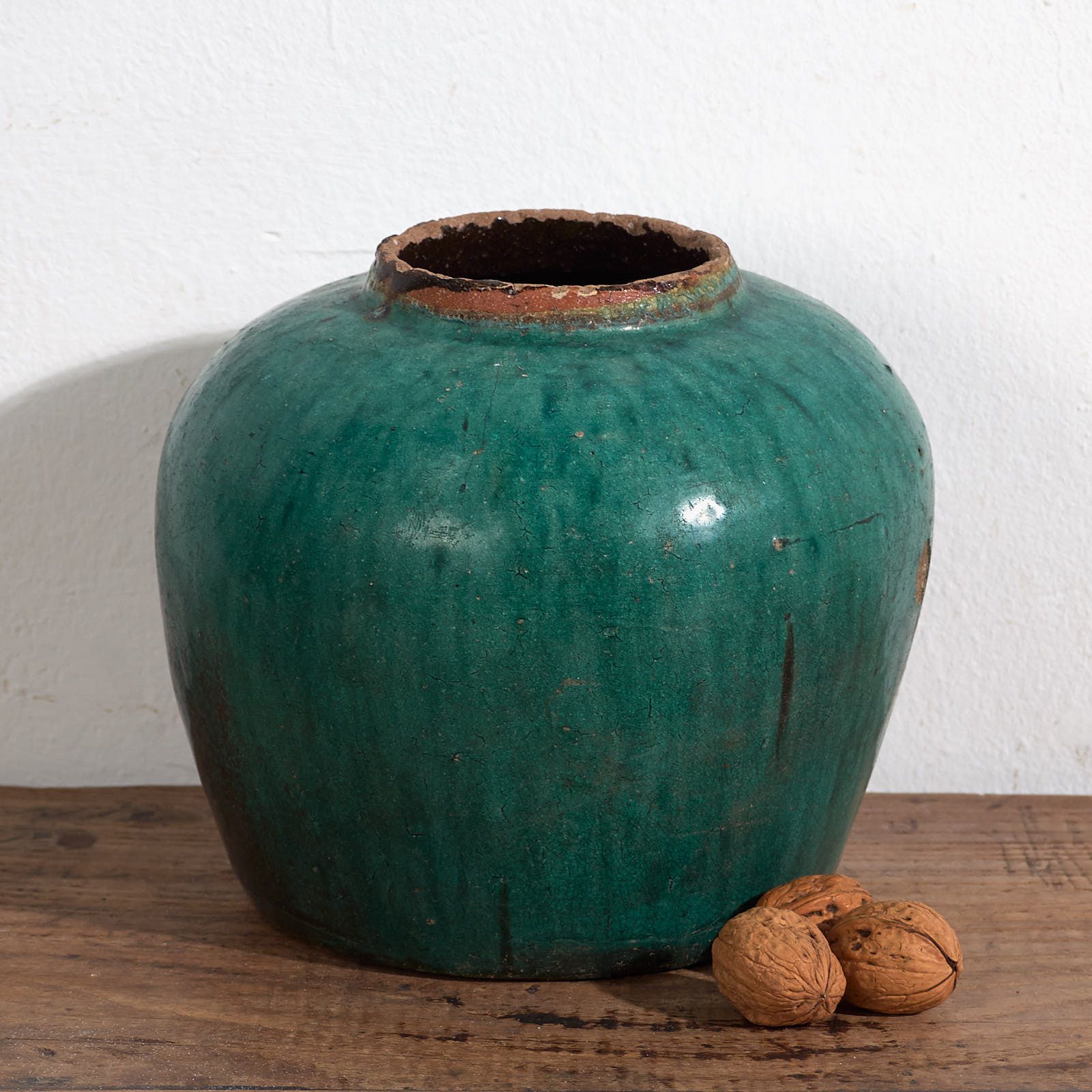 Antique Round Glazed Ceramic Vase (C.1820)