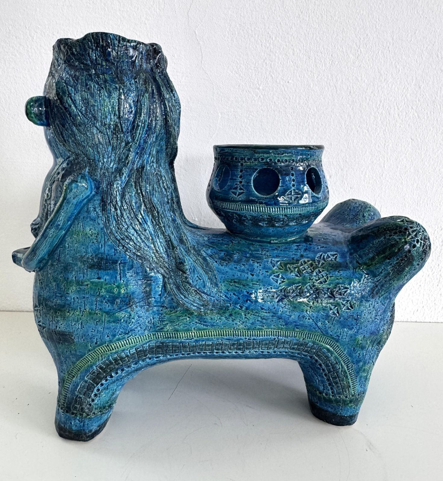 Aldo Londi For Bitossi Rimini Blu Ceramic Plant Centaur Sculpture, Italy, 1960s photo buy