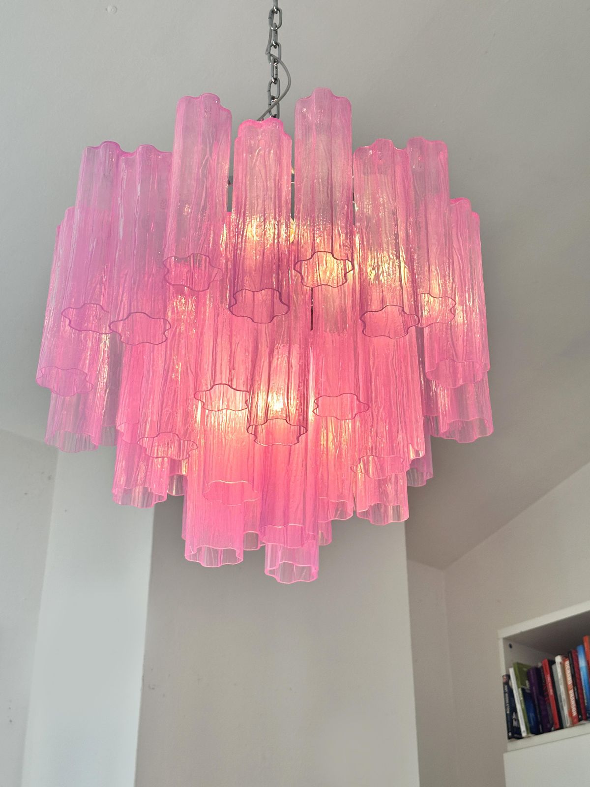 Spectacular Clear “Tronchi” Murano Glass Chandelier D60 photo for sale