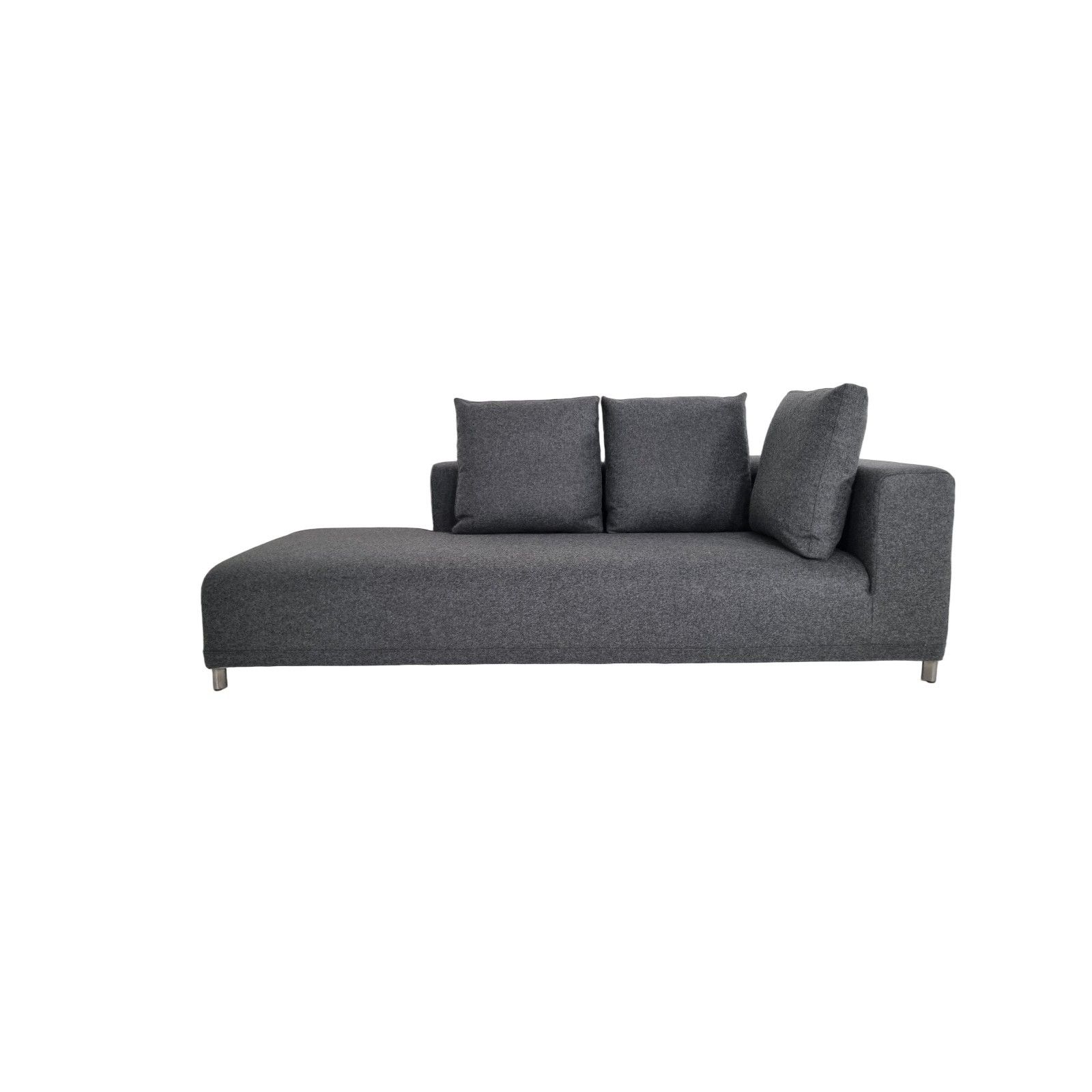 Ligne Roset Opium Chaise Unit In Luxurious Grey Wool In Excellent Condition
