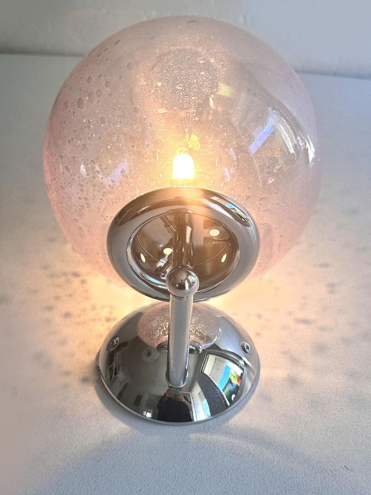 Set Of Two Contemporary Pink "Pulegoso" Murano Glass Wall Sconces photo Lighting