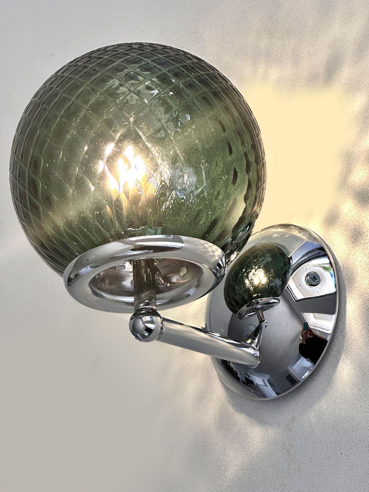 Set Of Two Contemporary Green "Ballotton" Murano Glass Wall Sconces photo 2270.0