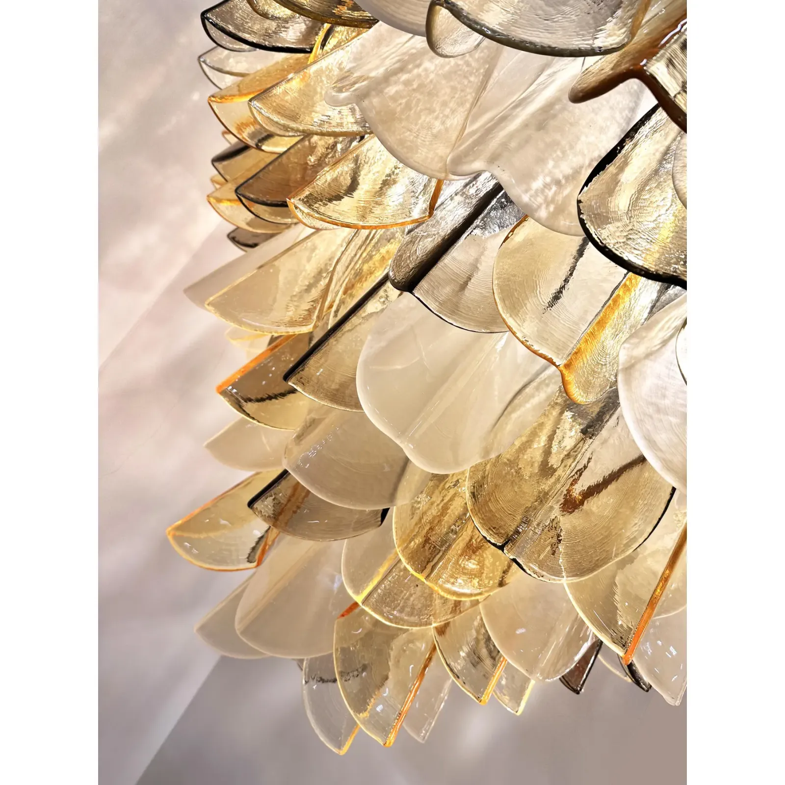 Monumental Italian Amber And Fumè Multicolor “Rondini” Murano Glass Chandelier photo for sale