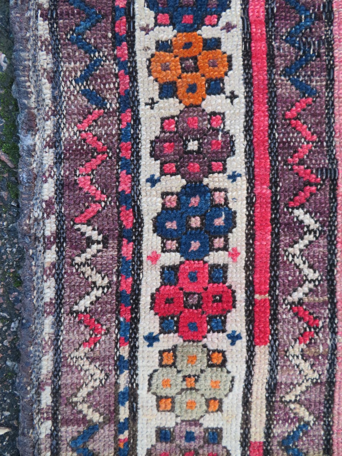 Textiles Distressed Caucasian Lesghi Rug. 140cm X 100cm. photo