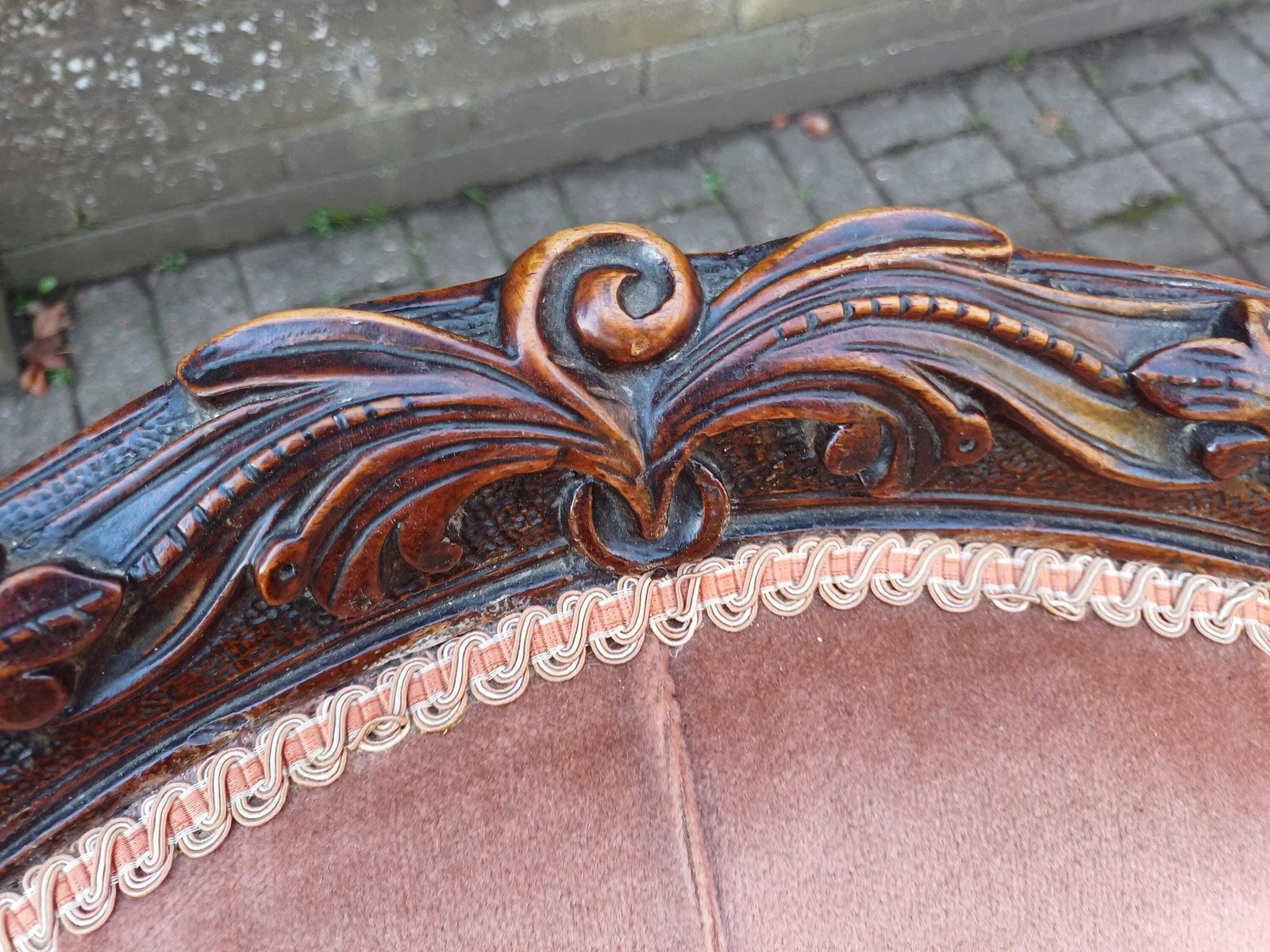 Antique Victorian Spoon Back Chair, Carved Mahogany Nursing Chair Deep Button Velvet Upholstery 19th Century Accent Chair Free Hand Delivery photo for sale