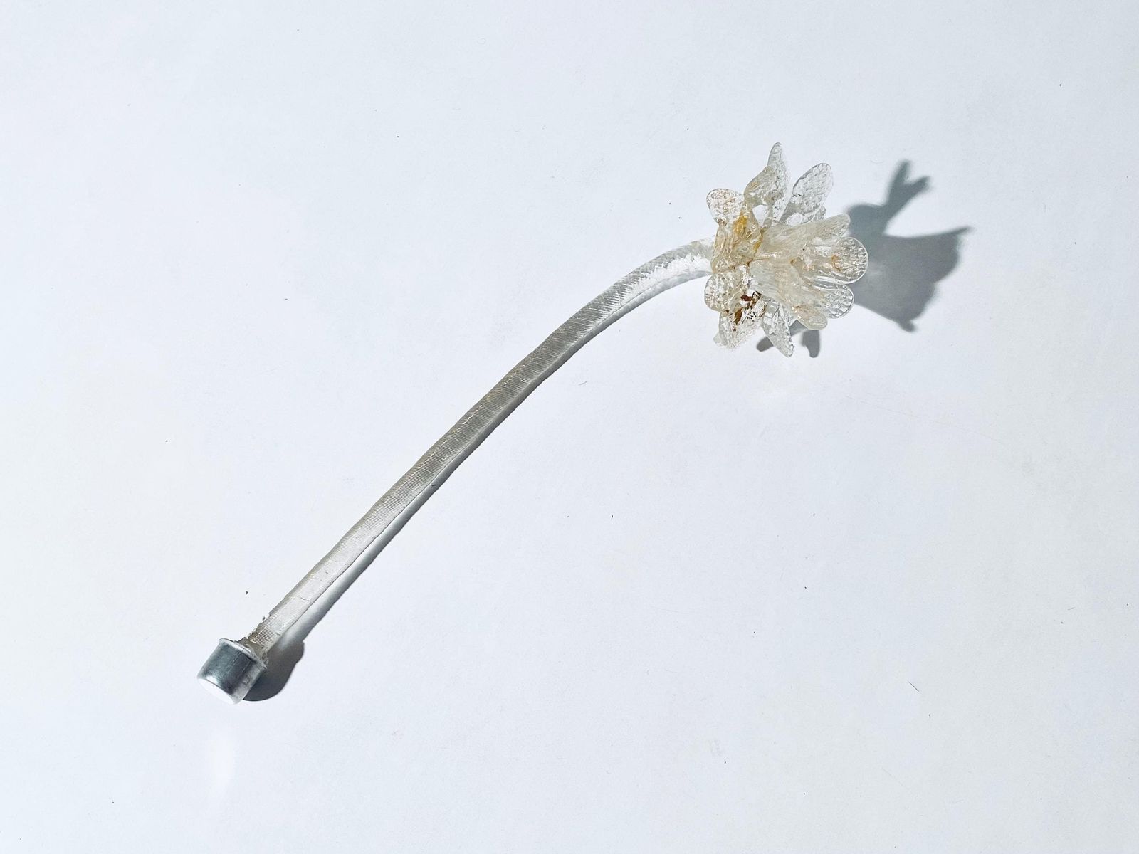 Rare Murano Daffodil Flower Glass Chandelier Leaf & Flower Replacement Parts / Gold Clear Vintage Italian Art Interior
