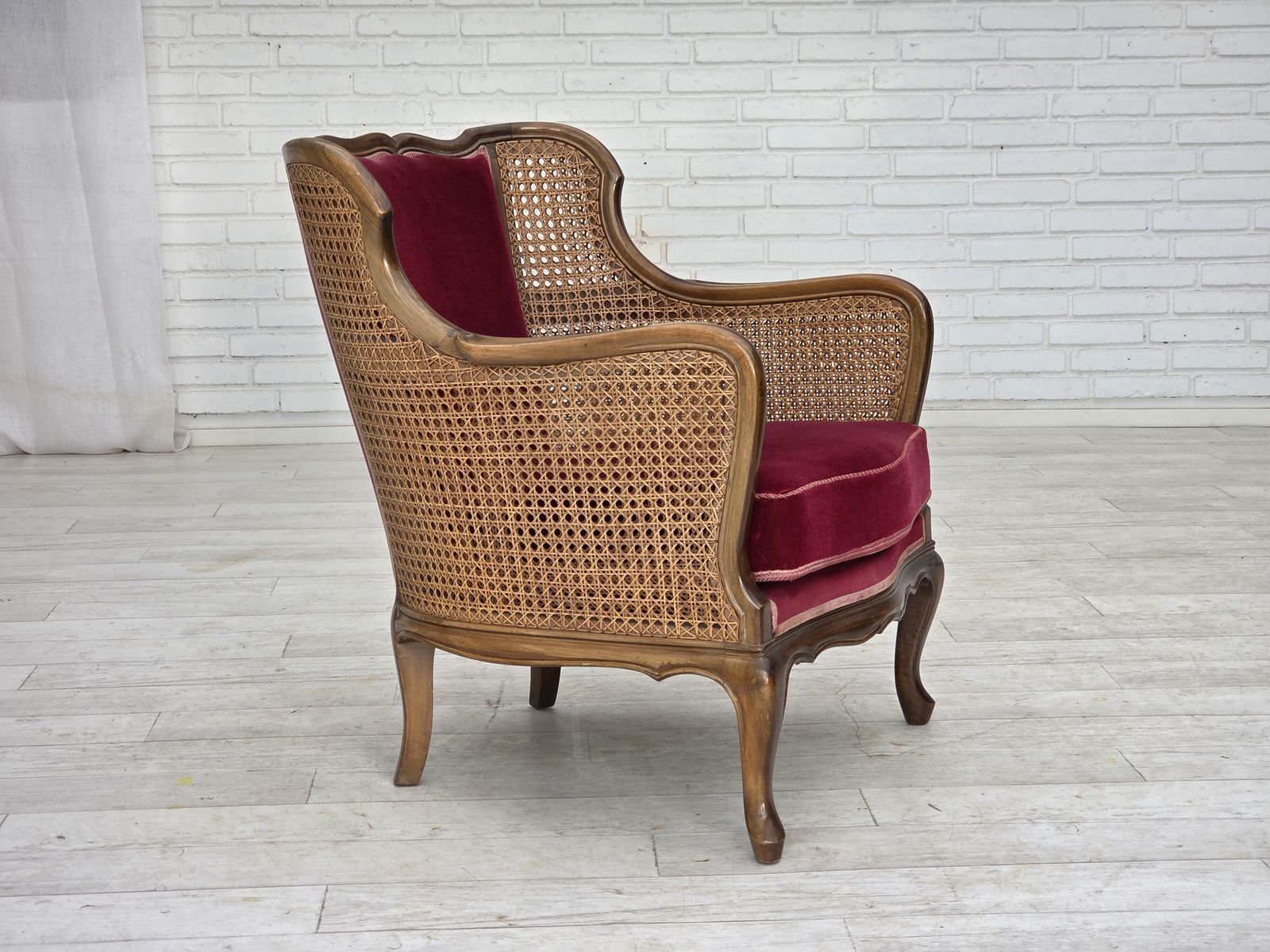 1090.0 1950s, Danish Armchair, Furniture Velour, Ash Wood, Furniture Mesh. photo