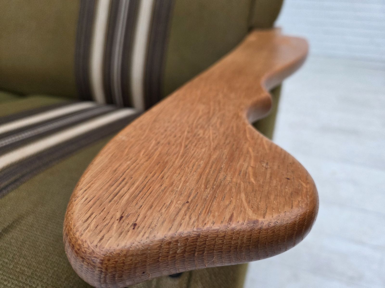 1970s, Danish 2 Seater Sofa, Green Furniture Wool, Oak Wood. photo buy