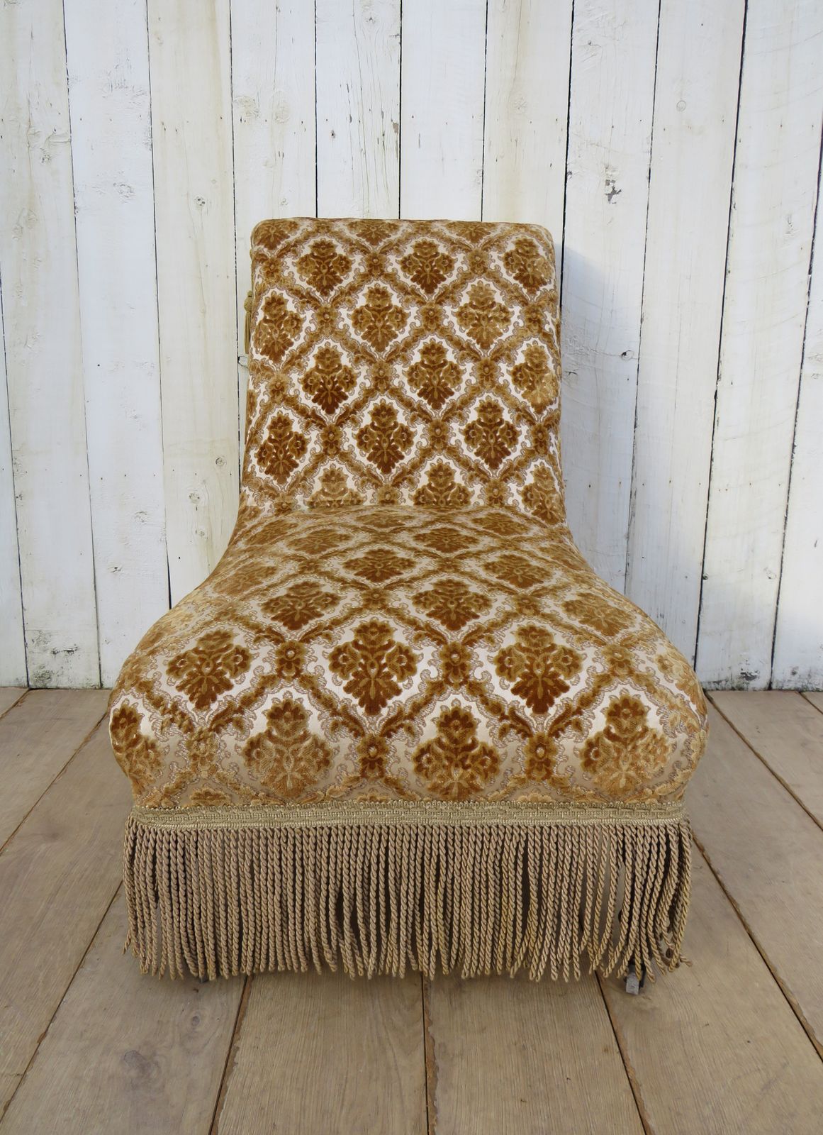 Antique French Scroll Top Napoleon III Slipper Chair photo for sale