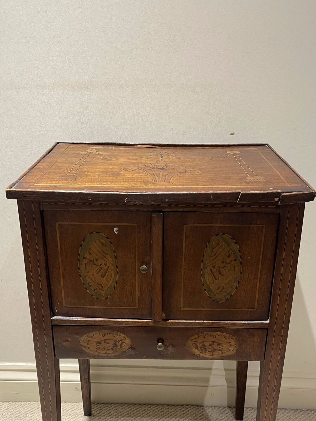 18th Century Dutch Marquetry & Mahogany Bedside Table photo furniture