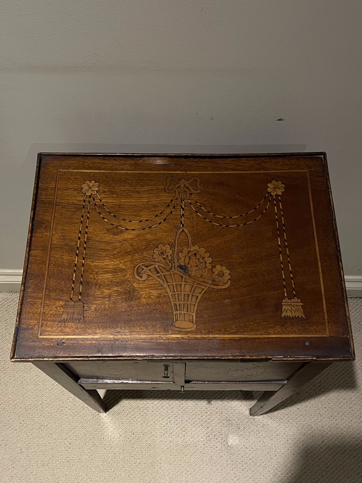 18th Century Dutch Marquetry & Mahogany Bedside Table photo for sale