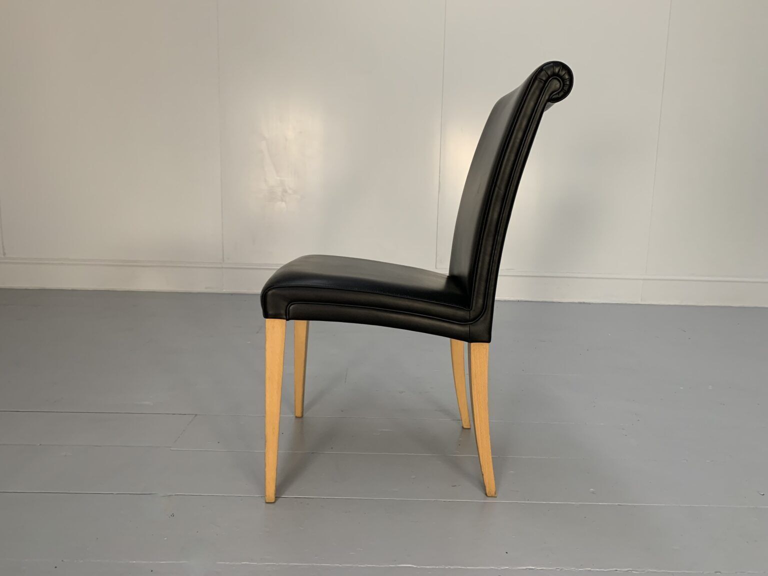 photo for sale 4 Poltrona Frau “Vittoria” Dining Chairs – In Black “Pelle Frau” Leather