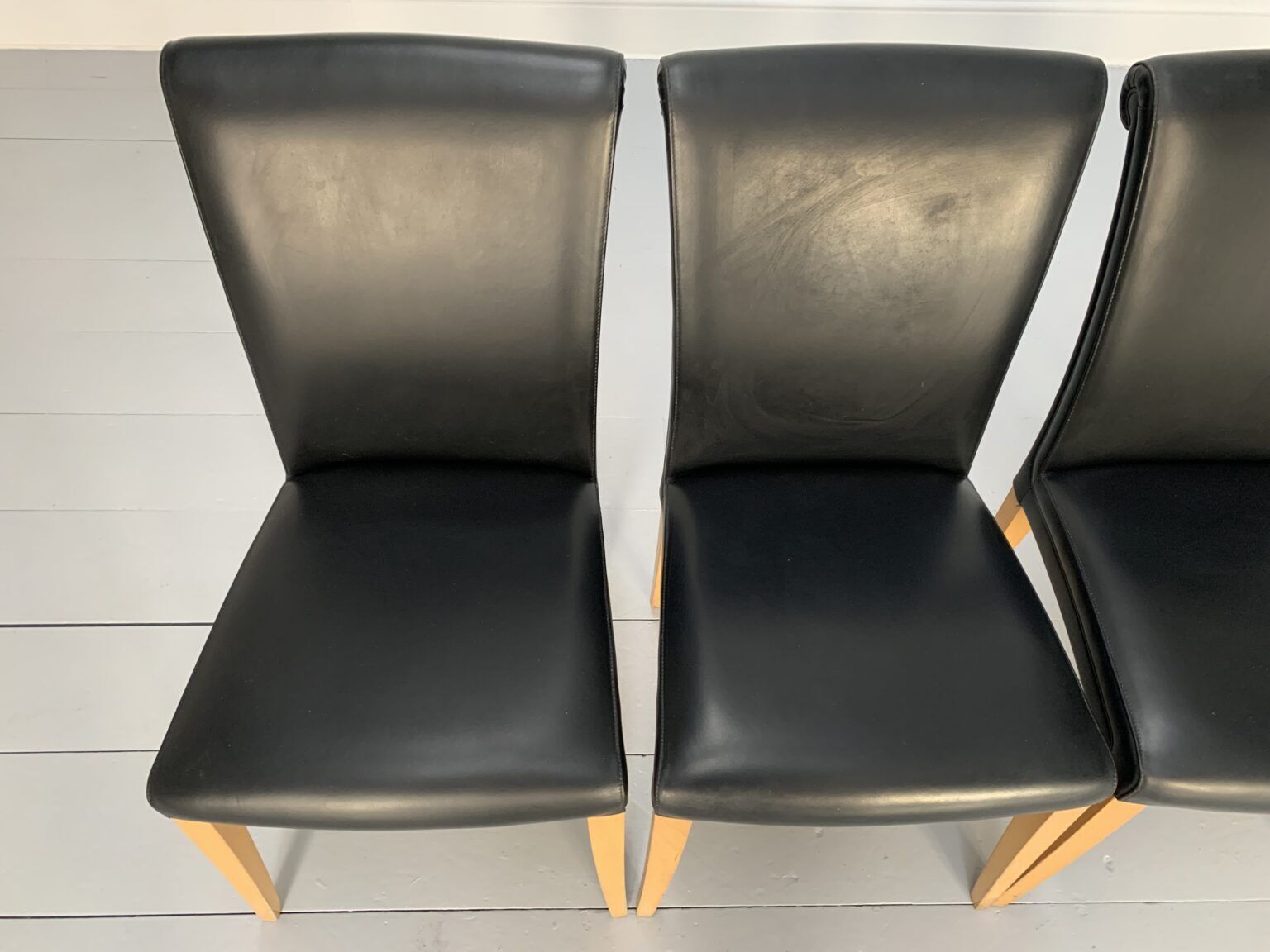 1900.0 4 Poltrona Frau “Vittoria” Dining Chairs – In Black “Pelle Frau” Leather photo