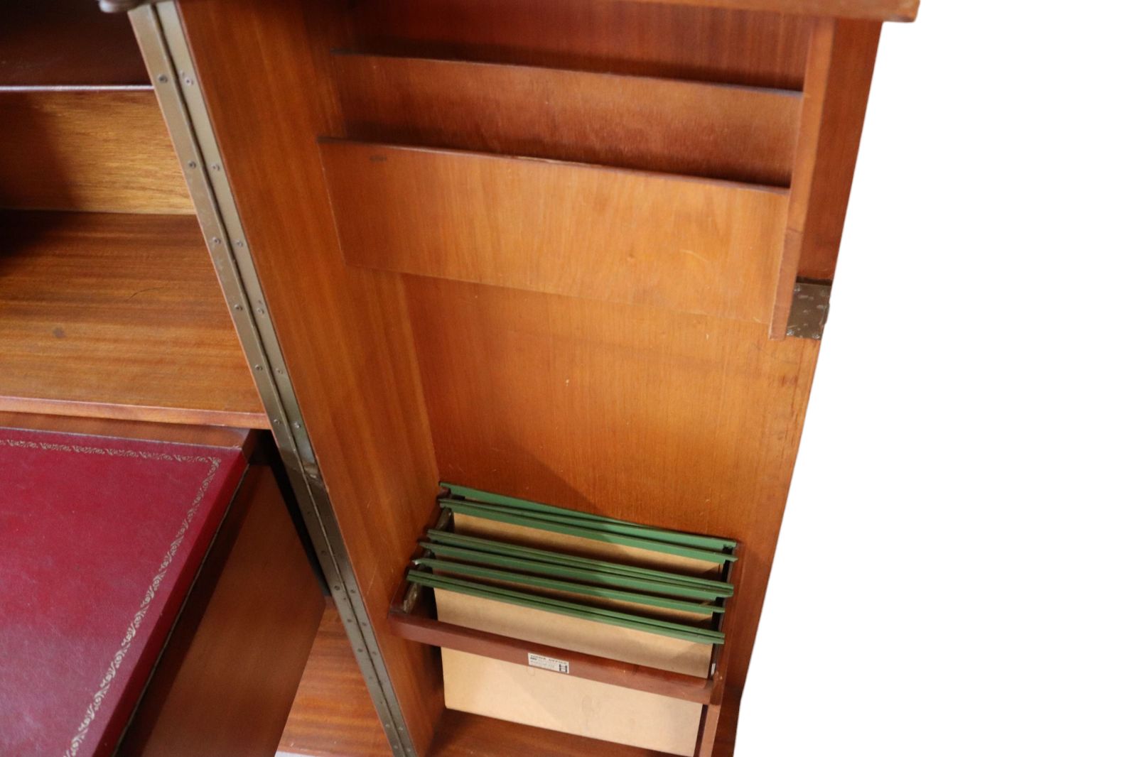 Furniture Mid Century Teak Newcraft Home Office Magic Box Style Foldaway Desk Cabinet photo