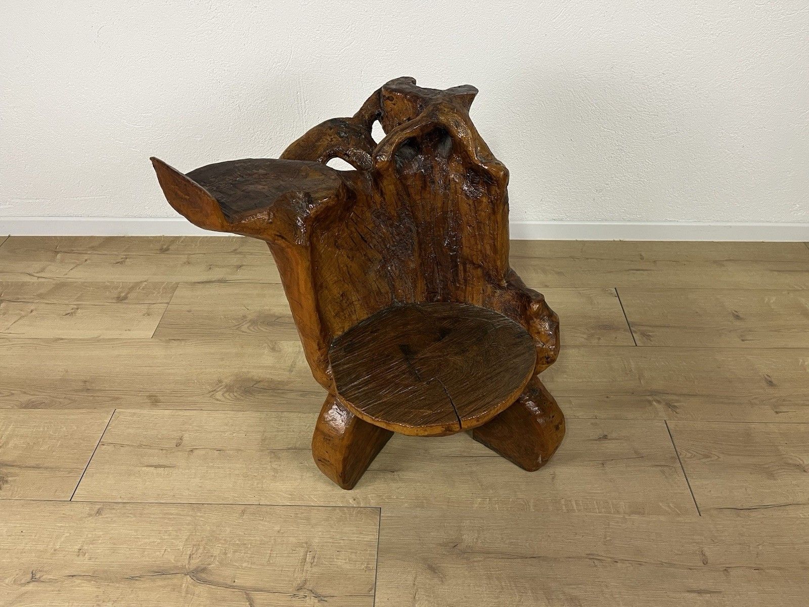 Wooden Carved Wooden Throne Armchair Handcrafted 70’s Vintage Design photo furniture