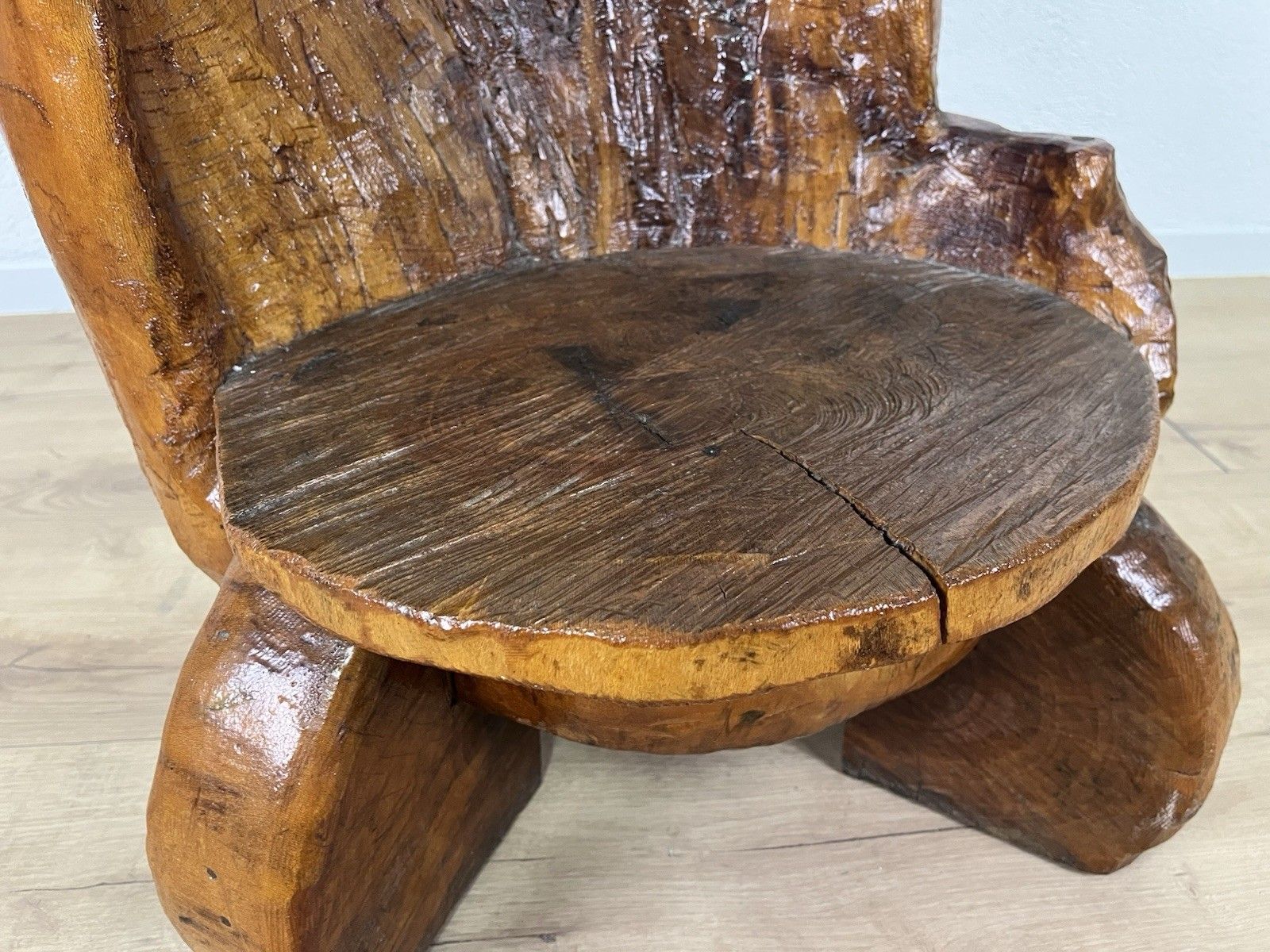 Wooden Carved Wooden Throne Armchair Handcrafted 70’s Vintage Design photo Furniture