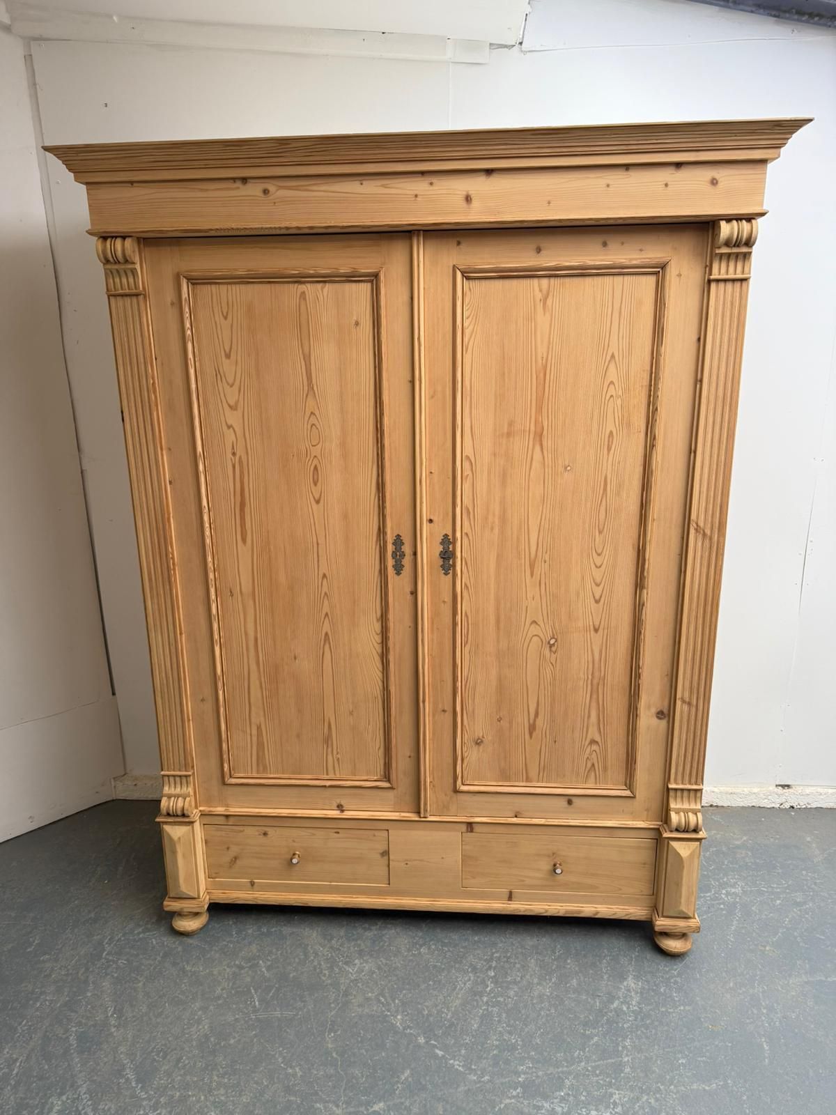 A Mint Clean Victorian Pine Shelved Knockdown Wardrobe To Wax/Paint photo buy