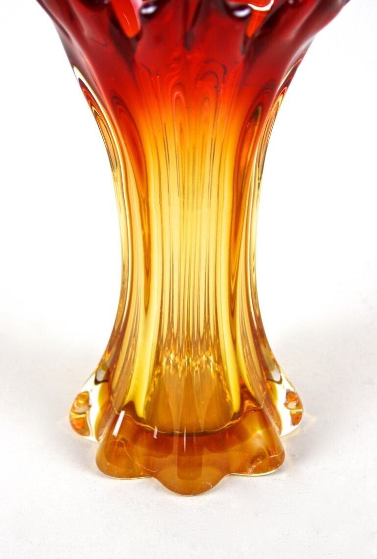 20th Century Red/ Amber Murano Sommerso Glass Vase   Mid Century, It Ca. 1960 photo Home Decor
