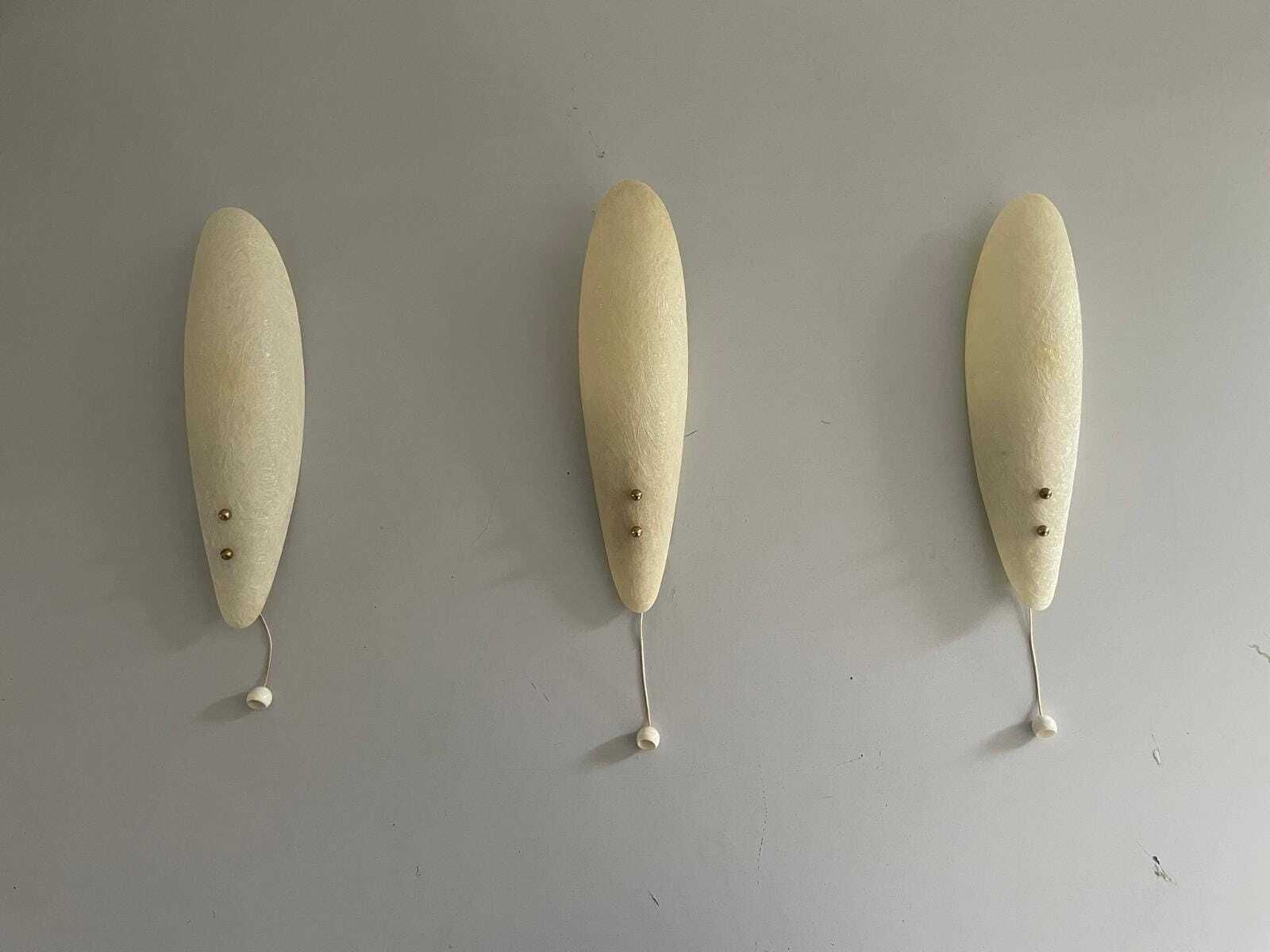 Elegant Leaf Design Fiberglass Set Of 3 Sconces, 1960s, Germany photo furniture