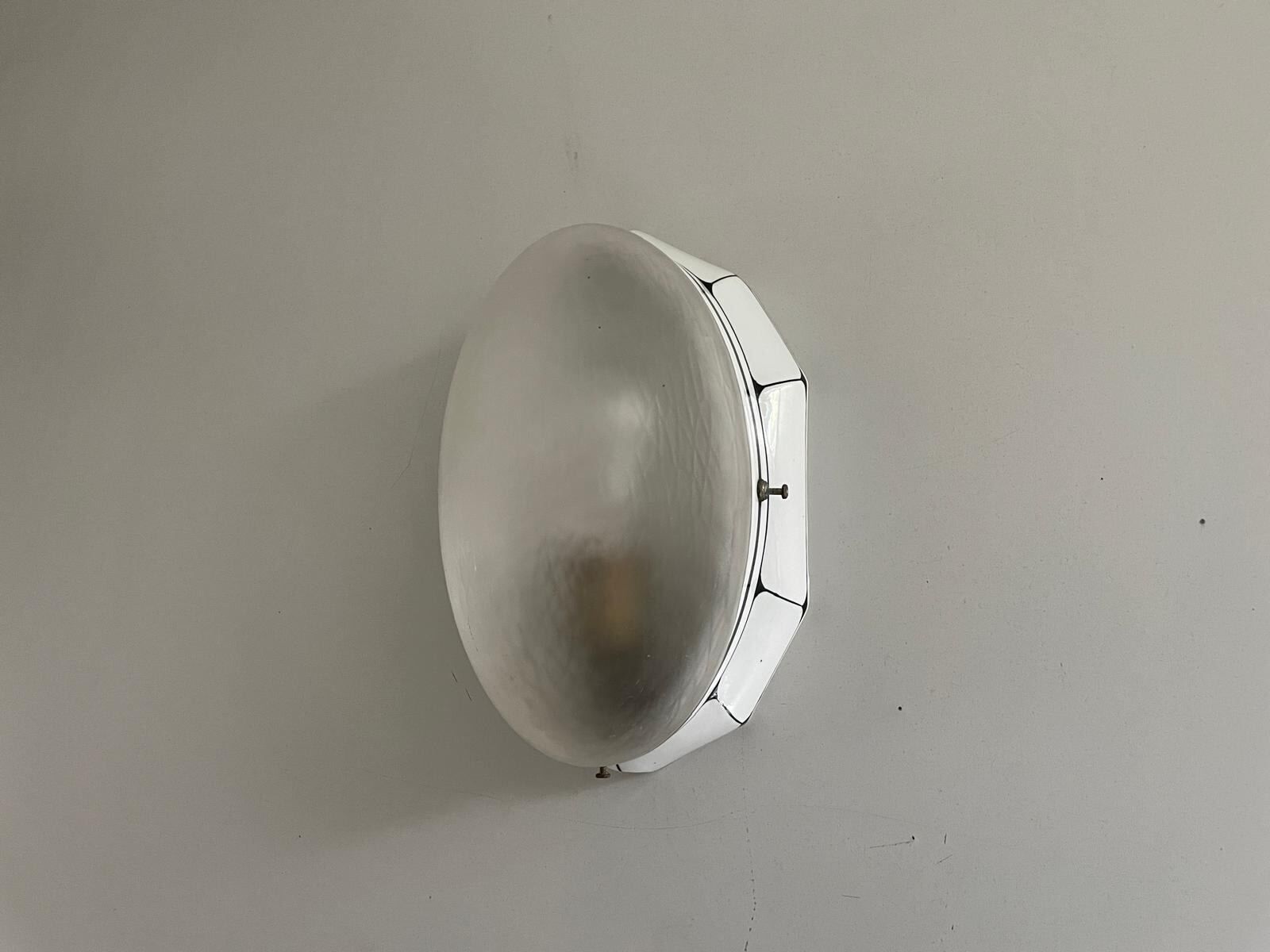 872.0 Oval Frosted Glass And Black White Porcelain Single Wall Or Ceiling Light By Ges. Gesch, 1930s, Germany photo