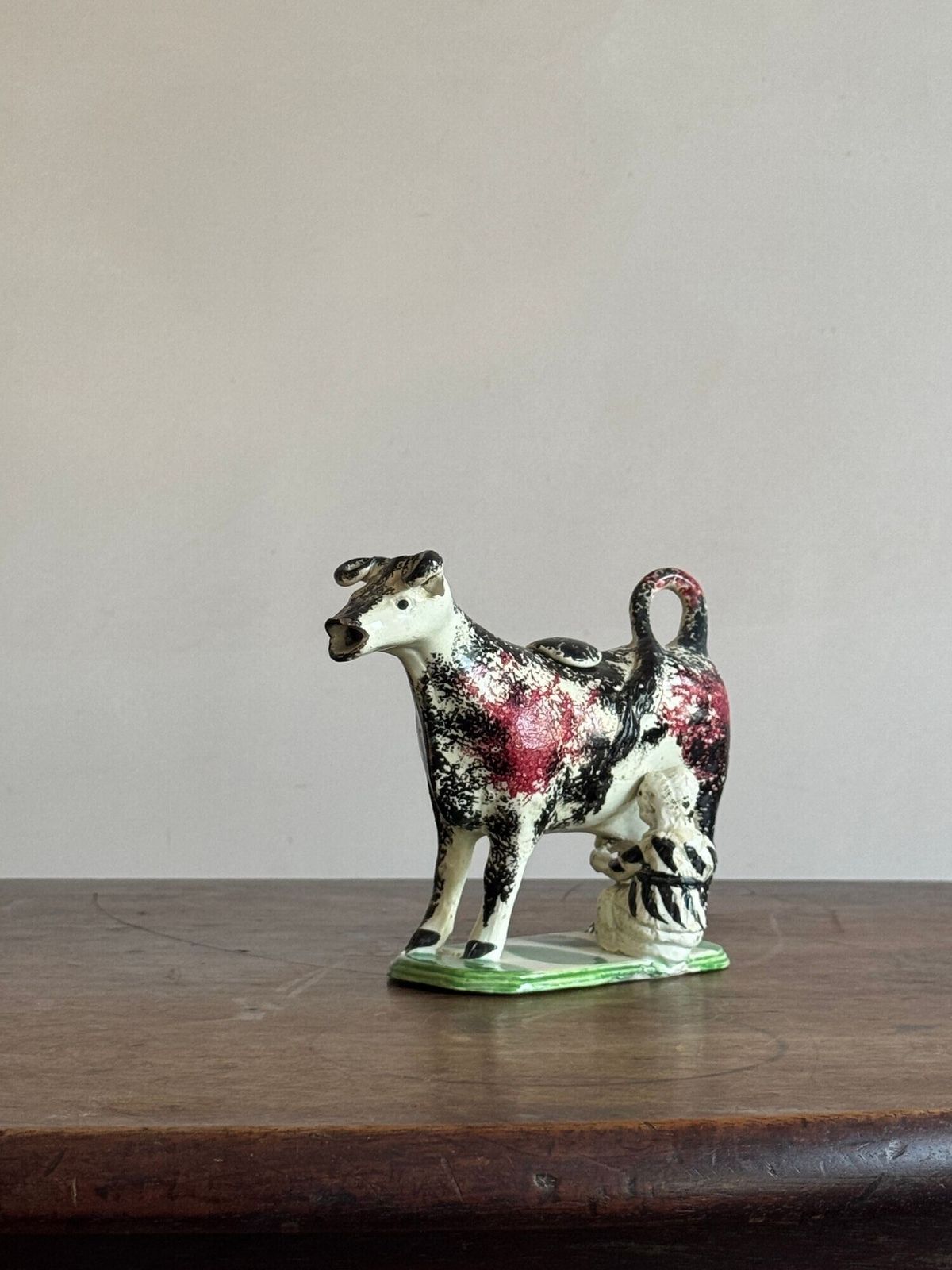 Antique Prattware Cow Creamer, 1800s photo vintage