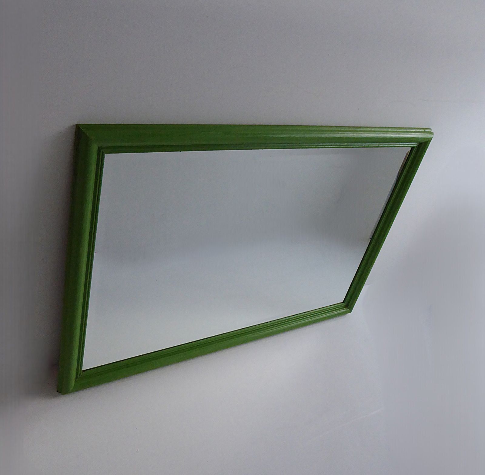 Antique Wall Mount Beveled Mirror With Painted Oak Frame photo furniture