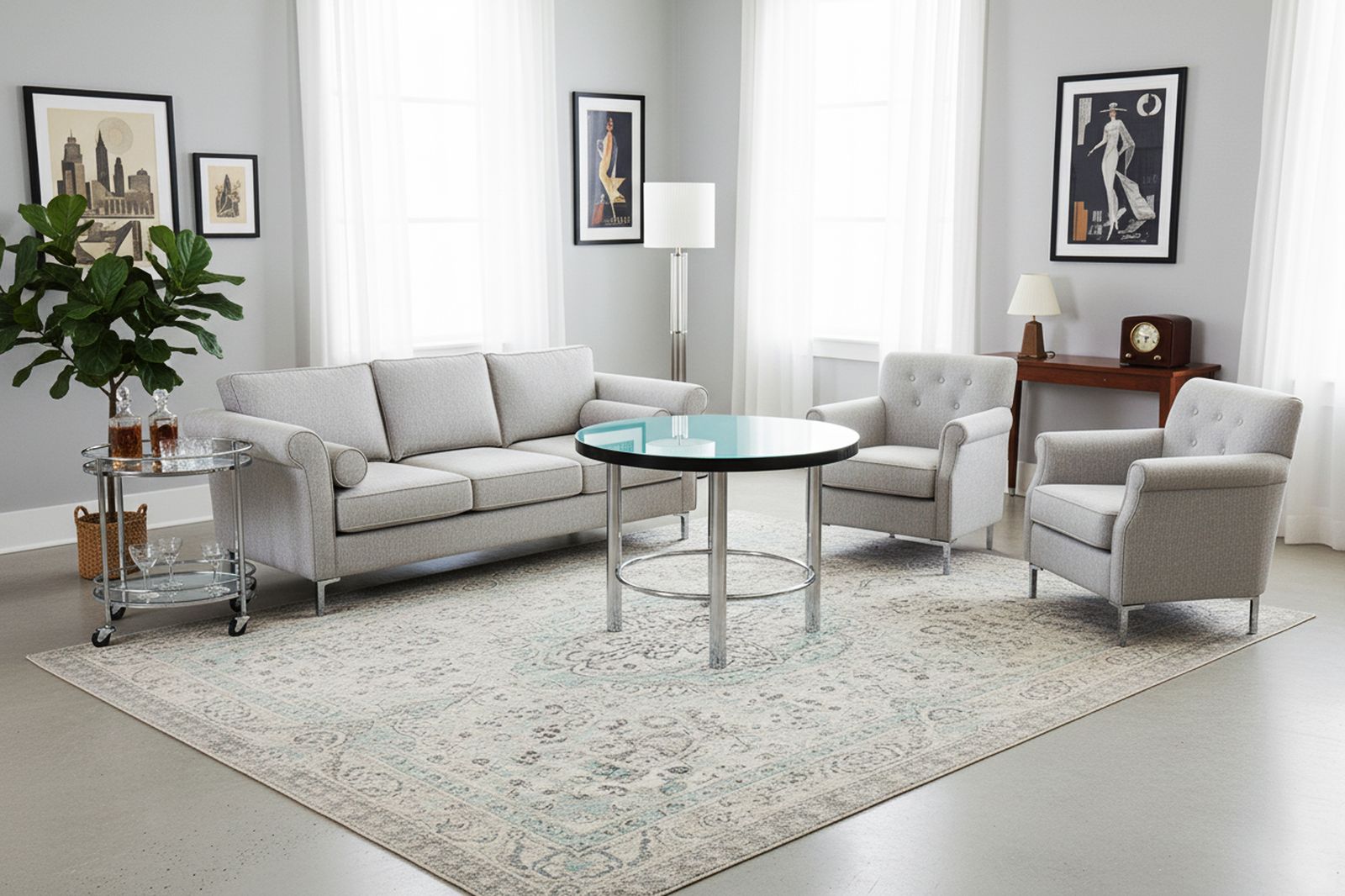 Restored Bauhaus Round Coffee Table, Chrome Plated Steel, Czech, 1930s photo furniture
