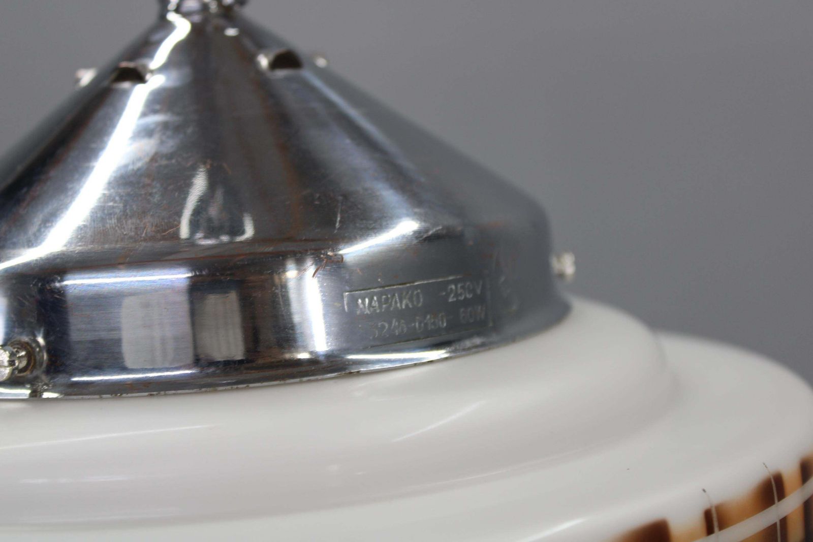 1930s Napako Art Deco Pendant Light In Chrome And Glass, Restored, New Wiring photo vinterior