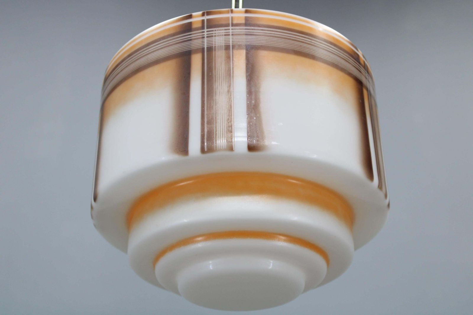 Lighting 1930s Napako Art Deco Pendant Light In Chrome And Glass, Restored, New Wiring photo