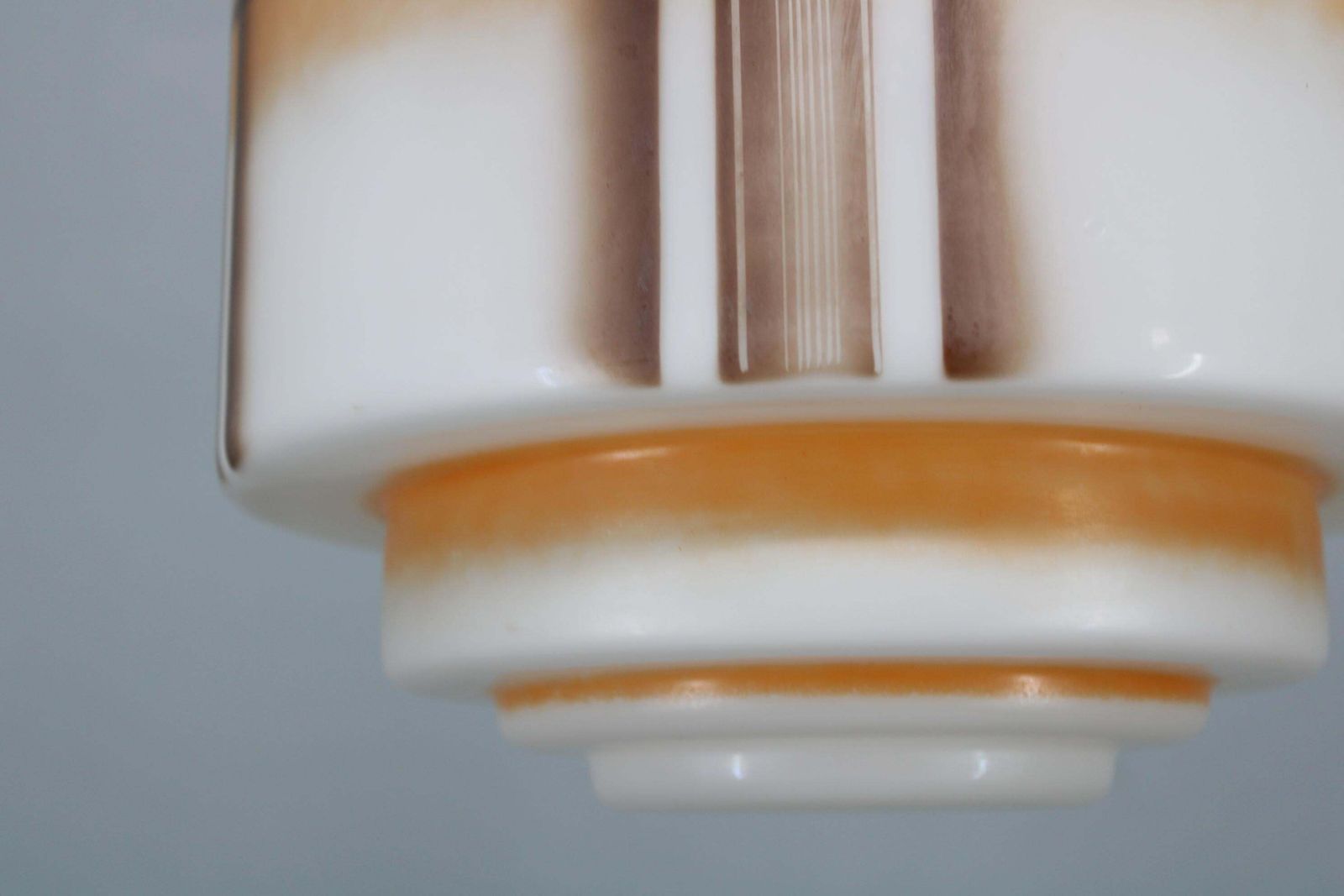 504.0 1930s Napako Art Deco Pendant Light In Chrome And Glass, Restored, New Wiring photo