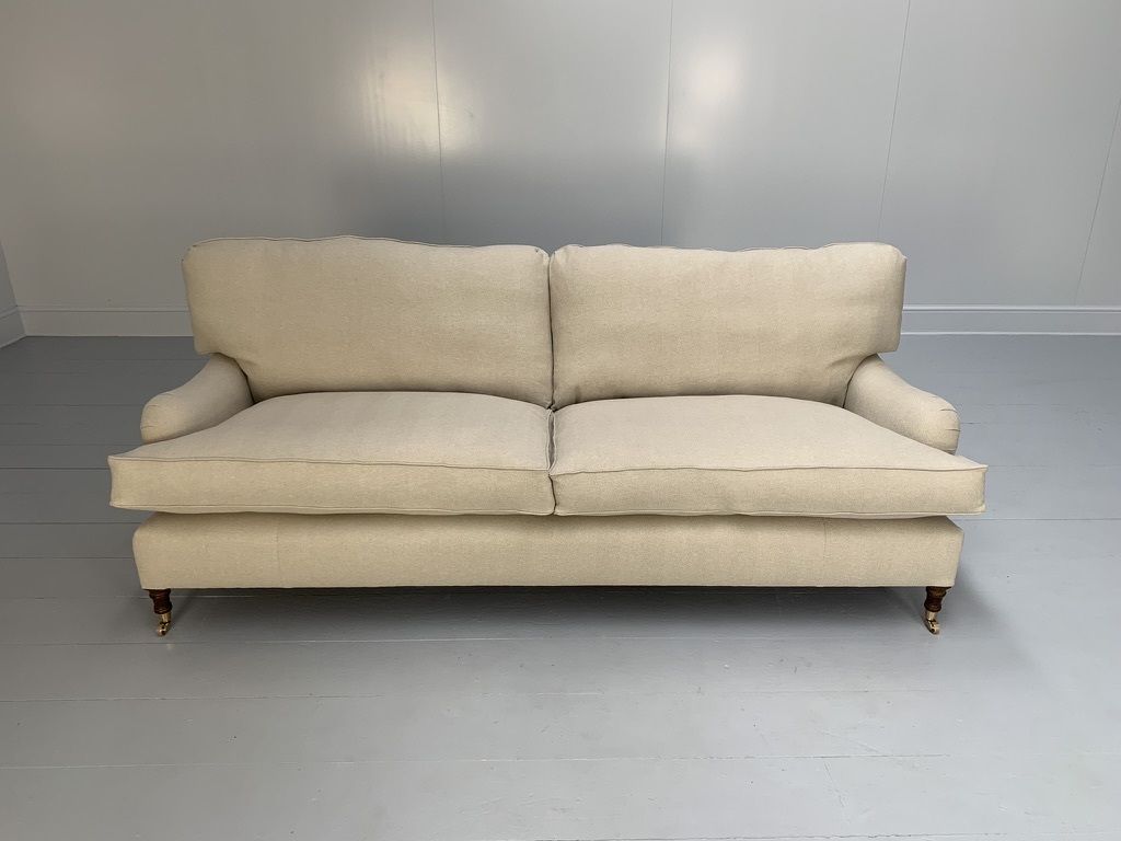 photo for sale Pair Of New Lord Browns “Standard Arm” Large 3 Seat Sofas – In Ian Mankin Herrin