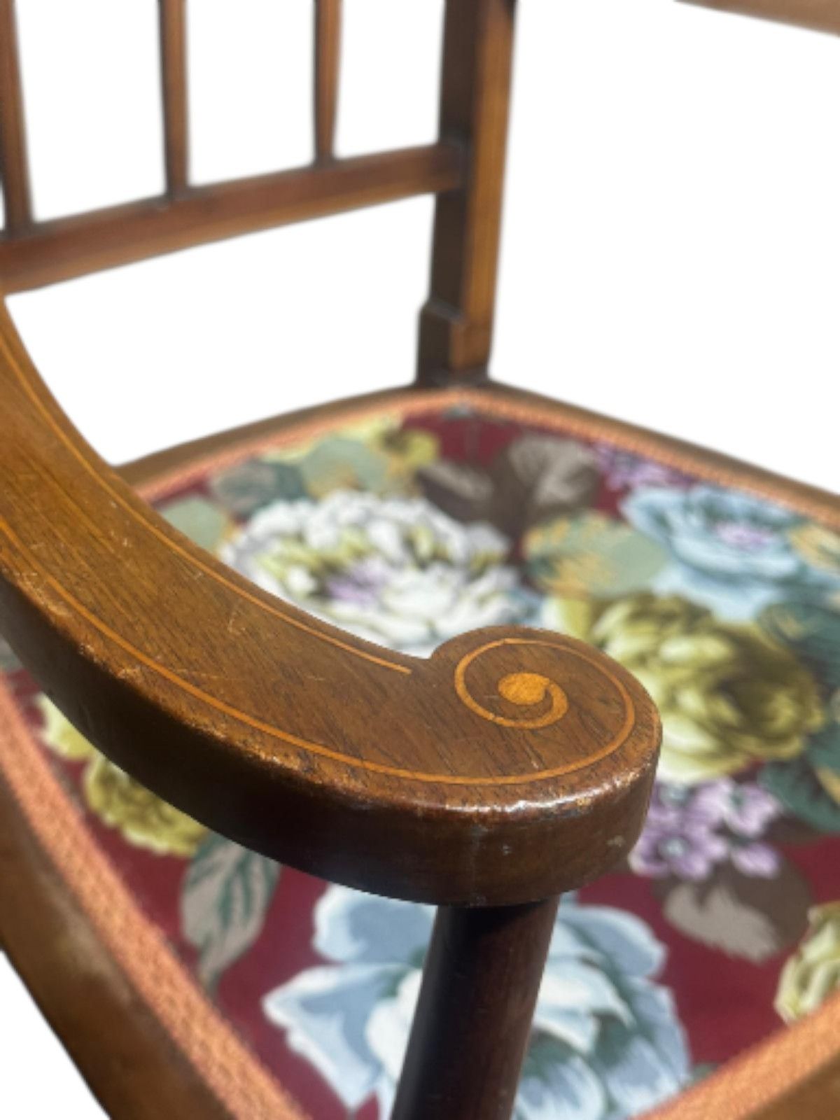 Antique Edwardian Inlaid Mahogany Armchair Art Nouveau C1900s photo 145.0
