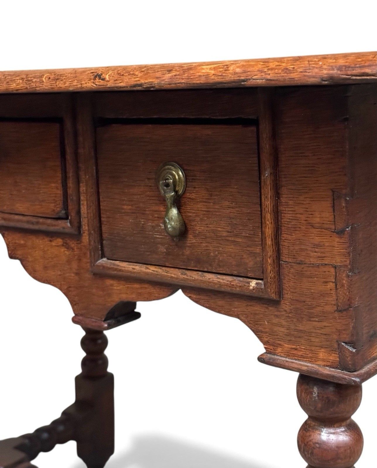 595.0 Antique Oak Low Boy Chest Of Drawers Georgian C1780 Rare Bobbin Turned photo