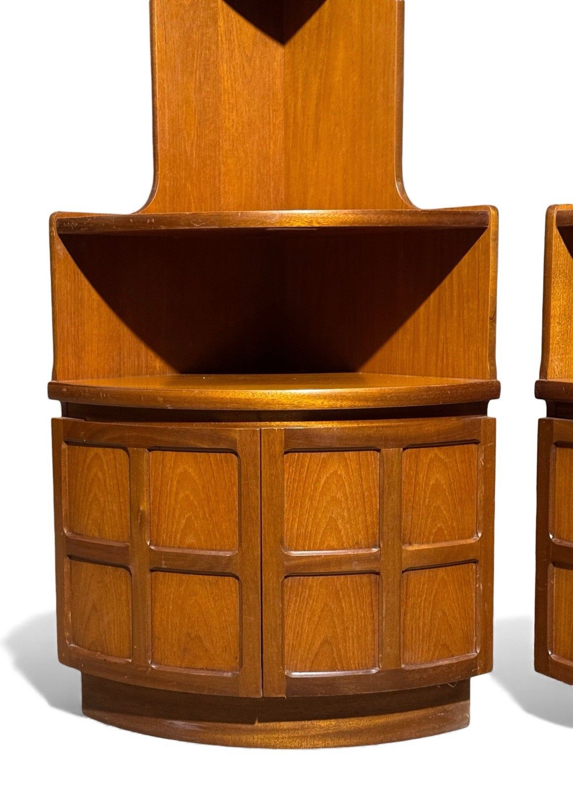 photo vinterior Pair Of Nathan Squares Teak Corner Cupboards Mid Century Retro C1970s