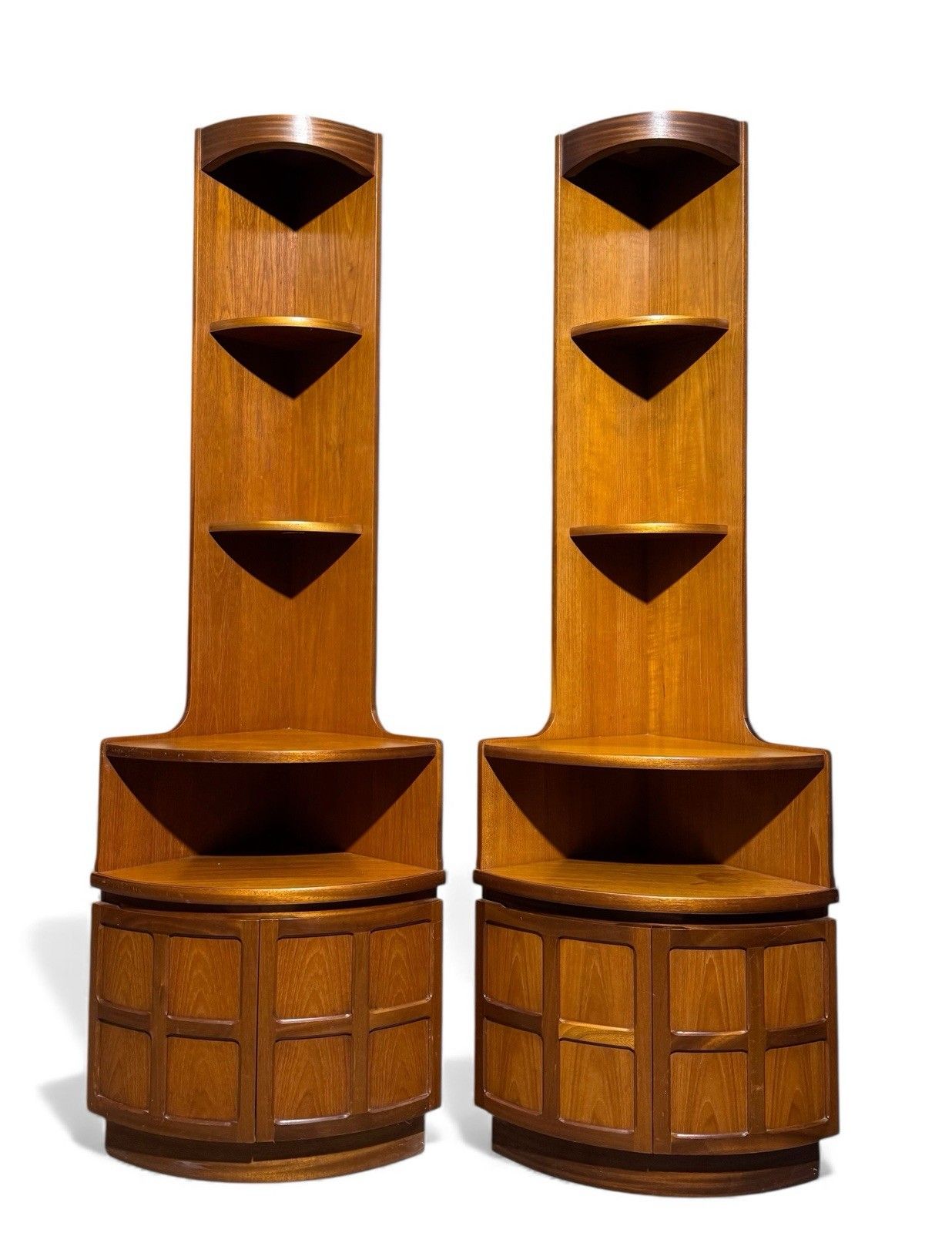 photo vintage Pair Of Nathan Squares Teak Corner Cupboards Mid Century Retro C1970s