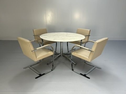 Knoll Studio “Florence Knoll” Round Dining Table & 4 “Brno” Armchair Suite – In