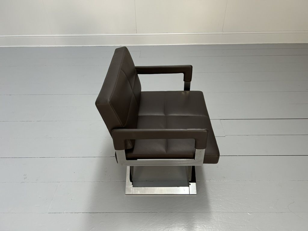 Furniture Pair Of Poltrona Frau “Aster X” Lounge Armchairs – In Dark Brown “Pelle Frau” Leather photo