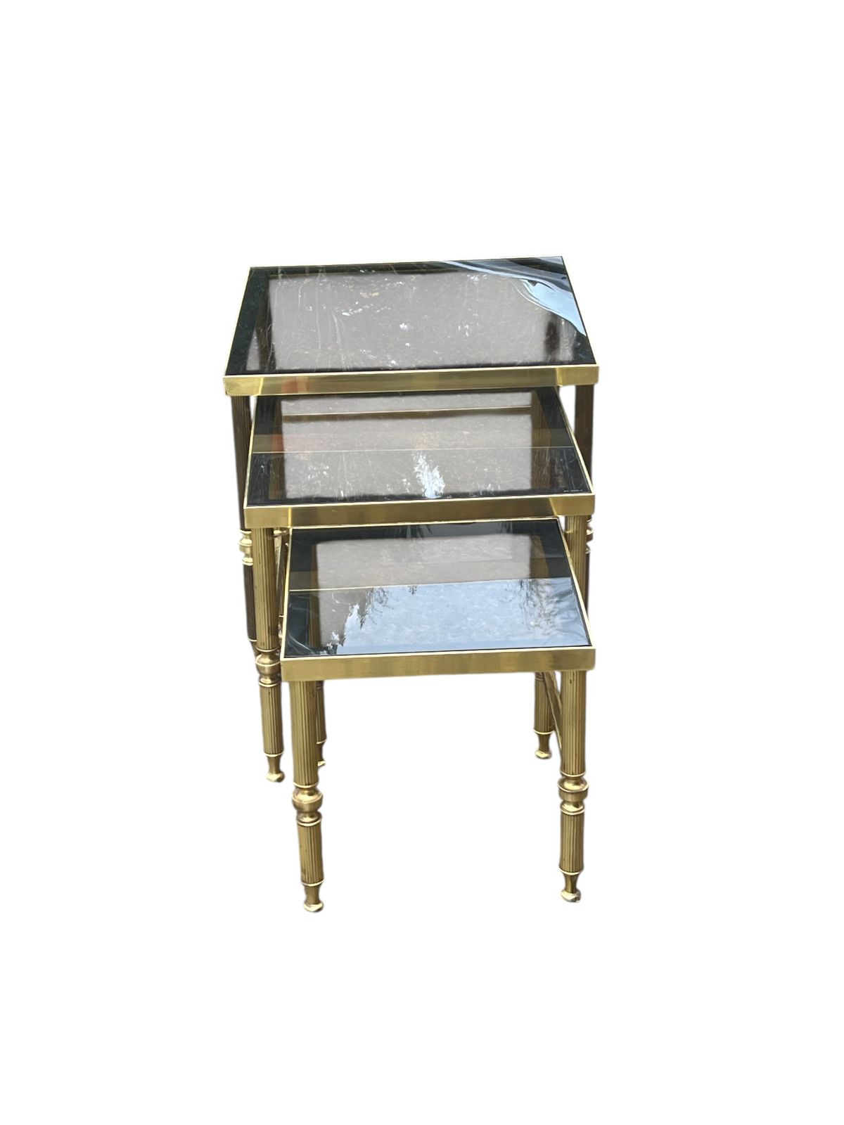 Vintage 20th Century Brass Nest Of Tables photo furniture